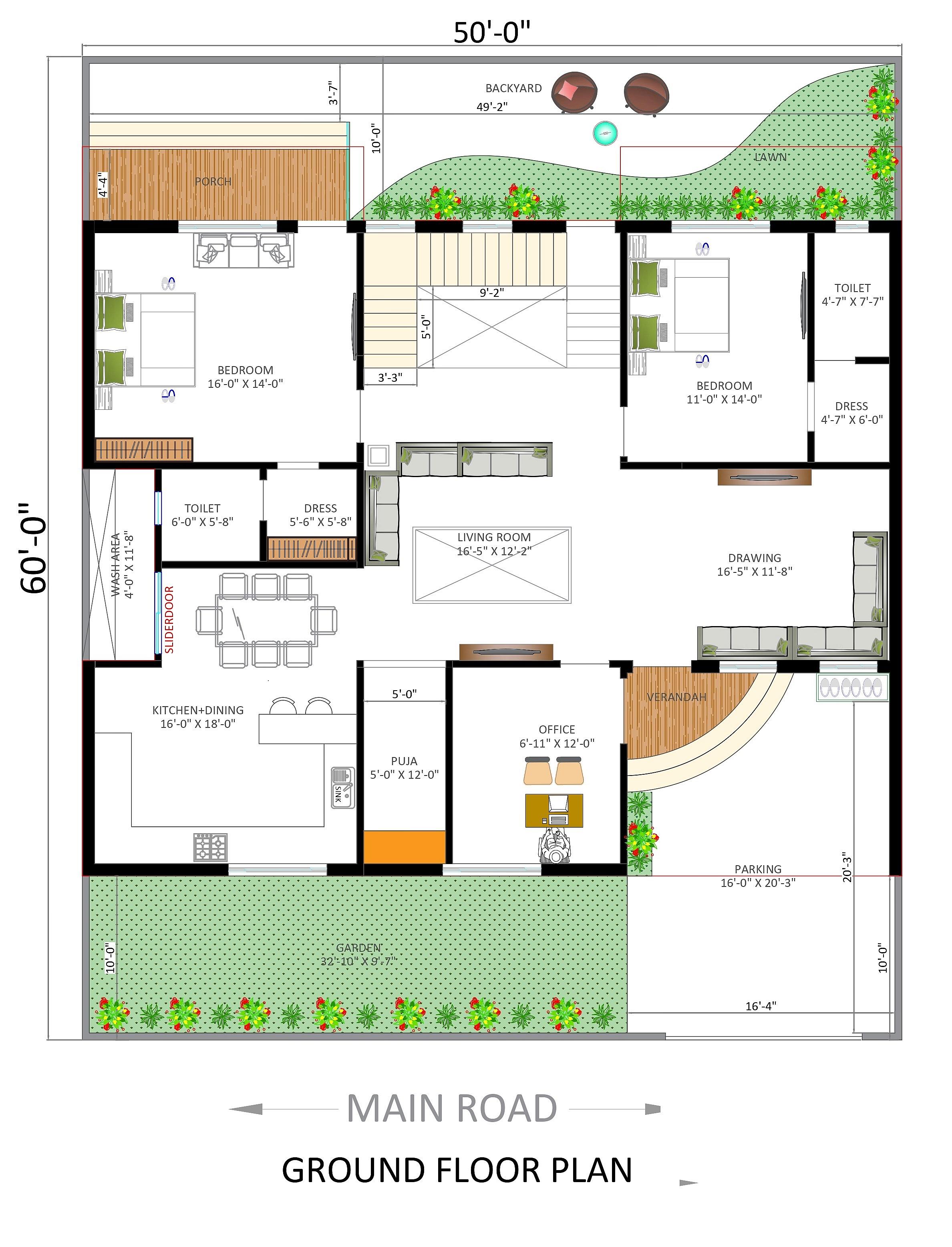 50X60 House With Office  Plan- 3000 sq ft Residential Cum Commercial House Design at Ludhiana [PB]