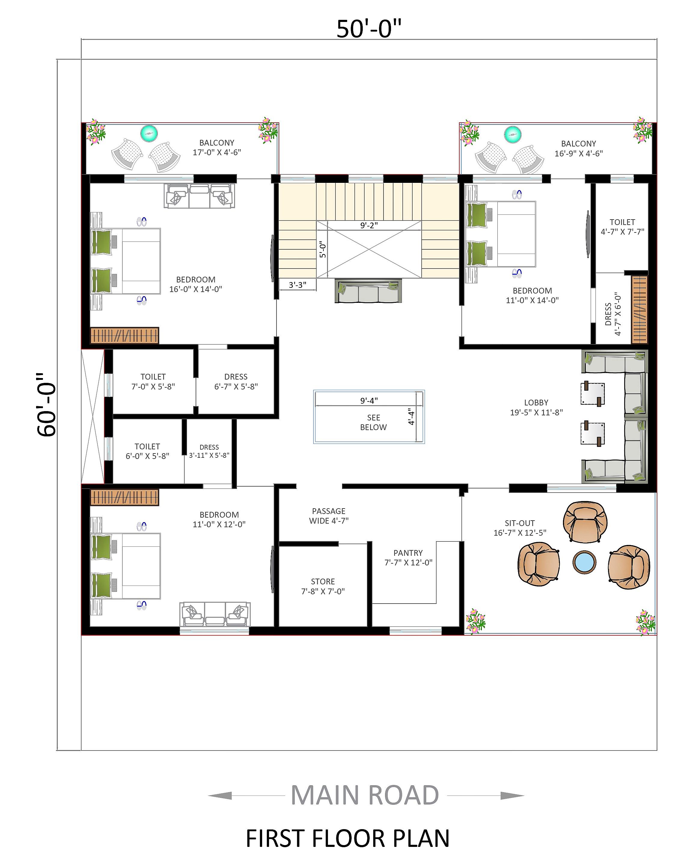 50X60 House With Office Plan- 3000 sq ft Residential Cum Commercial House Design at Ludhiana — photo 2 — Project ID 6202