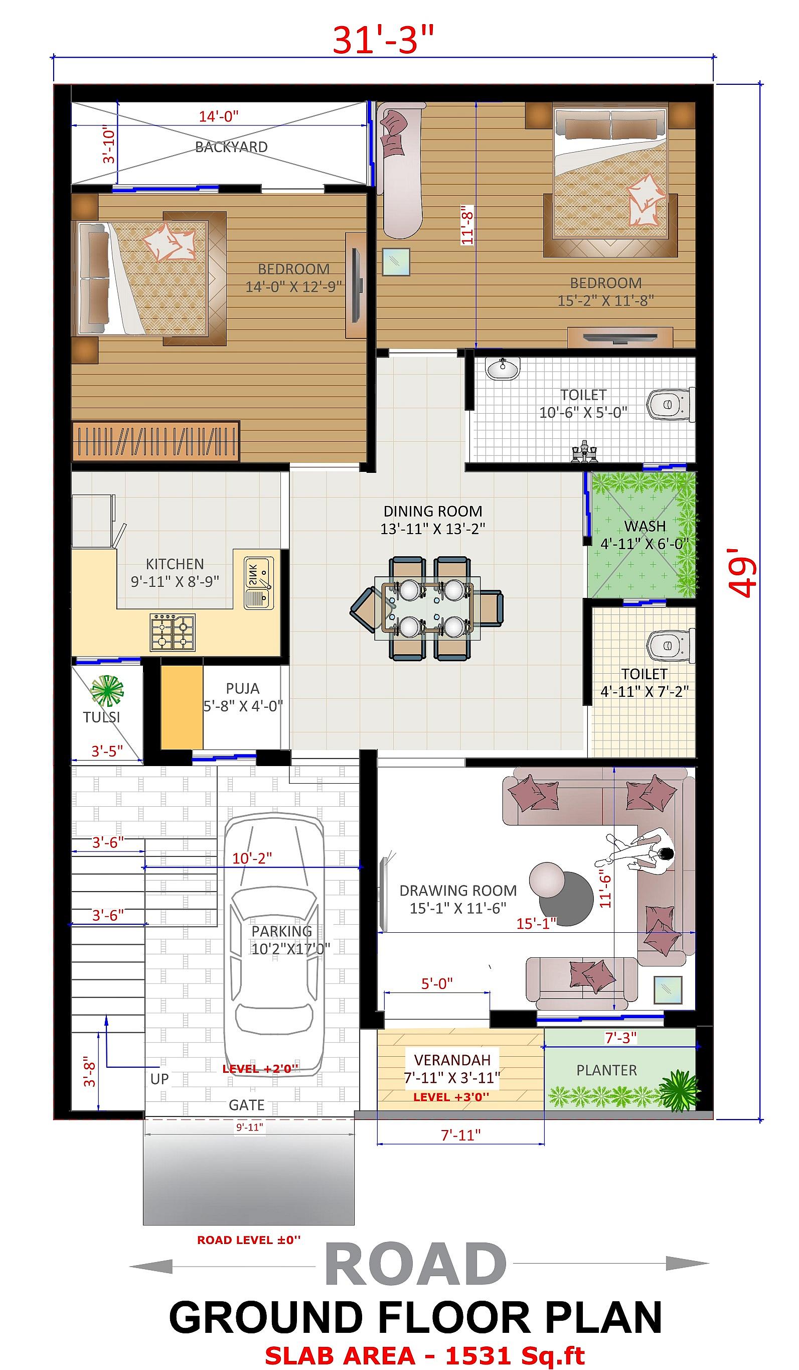 30X50 Apartment plan- 1500 sqft Residential Cum Commercial house design At Munger thumbnail 1 — Project ID 6207