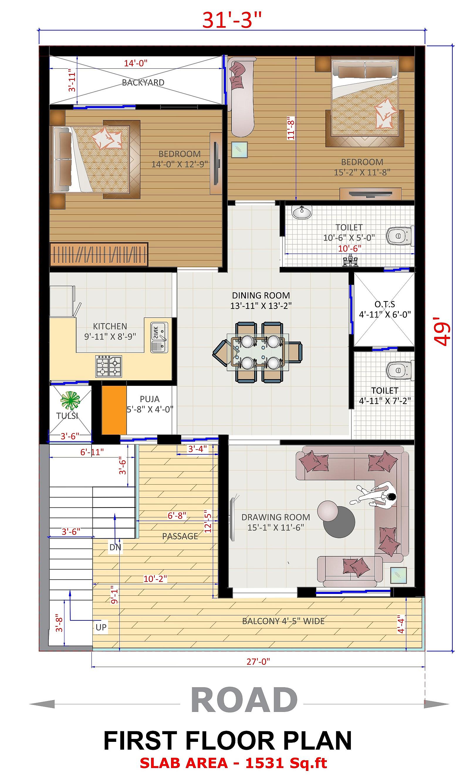 30X50 Apartment plan- 1500 sqft Residential Cum Commercial house design At Munger thumbnail 2 — Project ID 6207