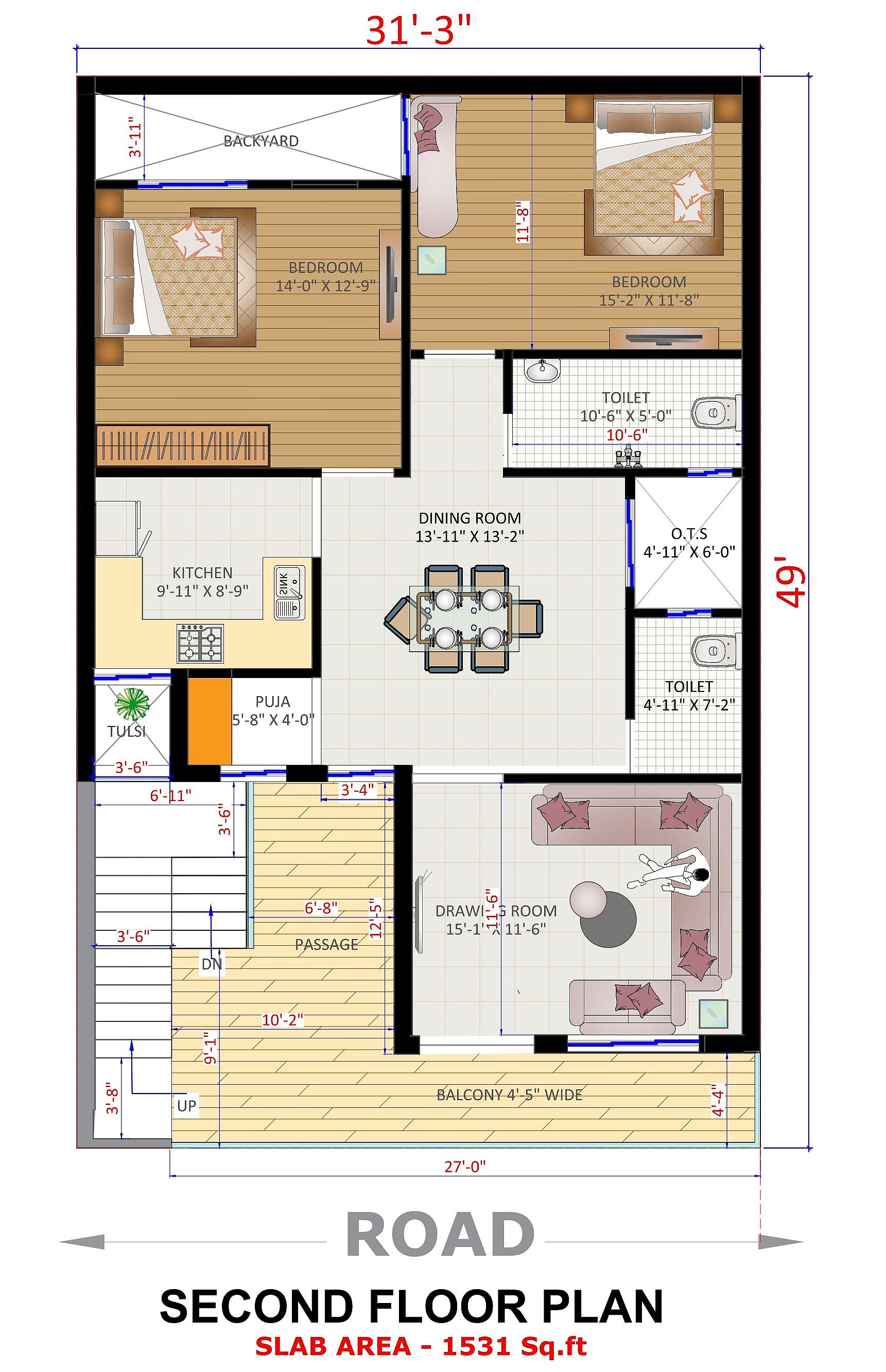30X50 Apartment plan- 1500 sqft Residential Cum Commercial house design At Munger thumbnail 3 — Project ID 6207