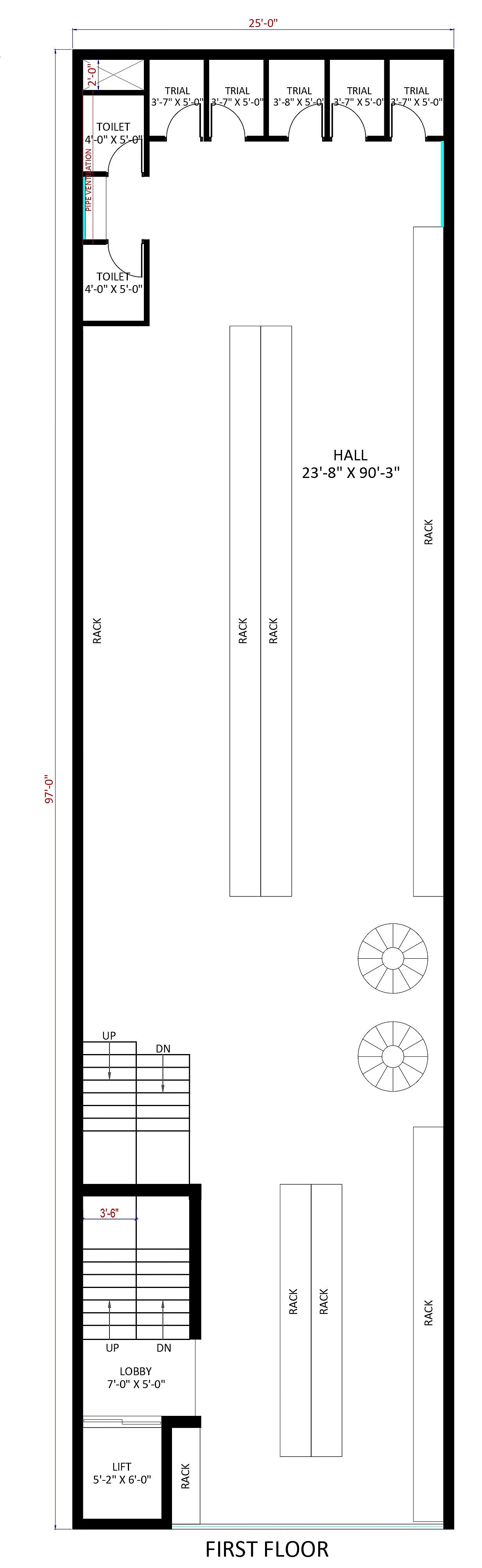 25X100 Shopping complex with restaurant plan- 2500 sqft Commercial house design At Raipur thumbnail 5 — Project ID 6212