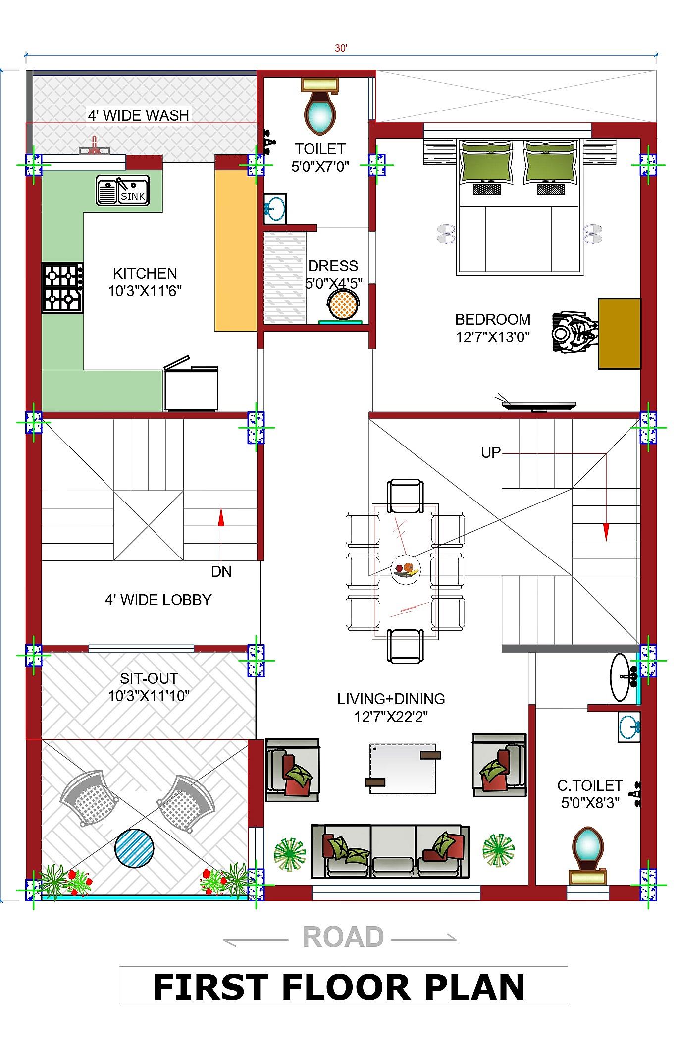 30X40 House With Office plan- 1200 sqft Residential Cum Commercial house design At Bangalore thumbnail 2 — Project ID 6233