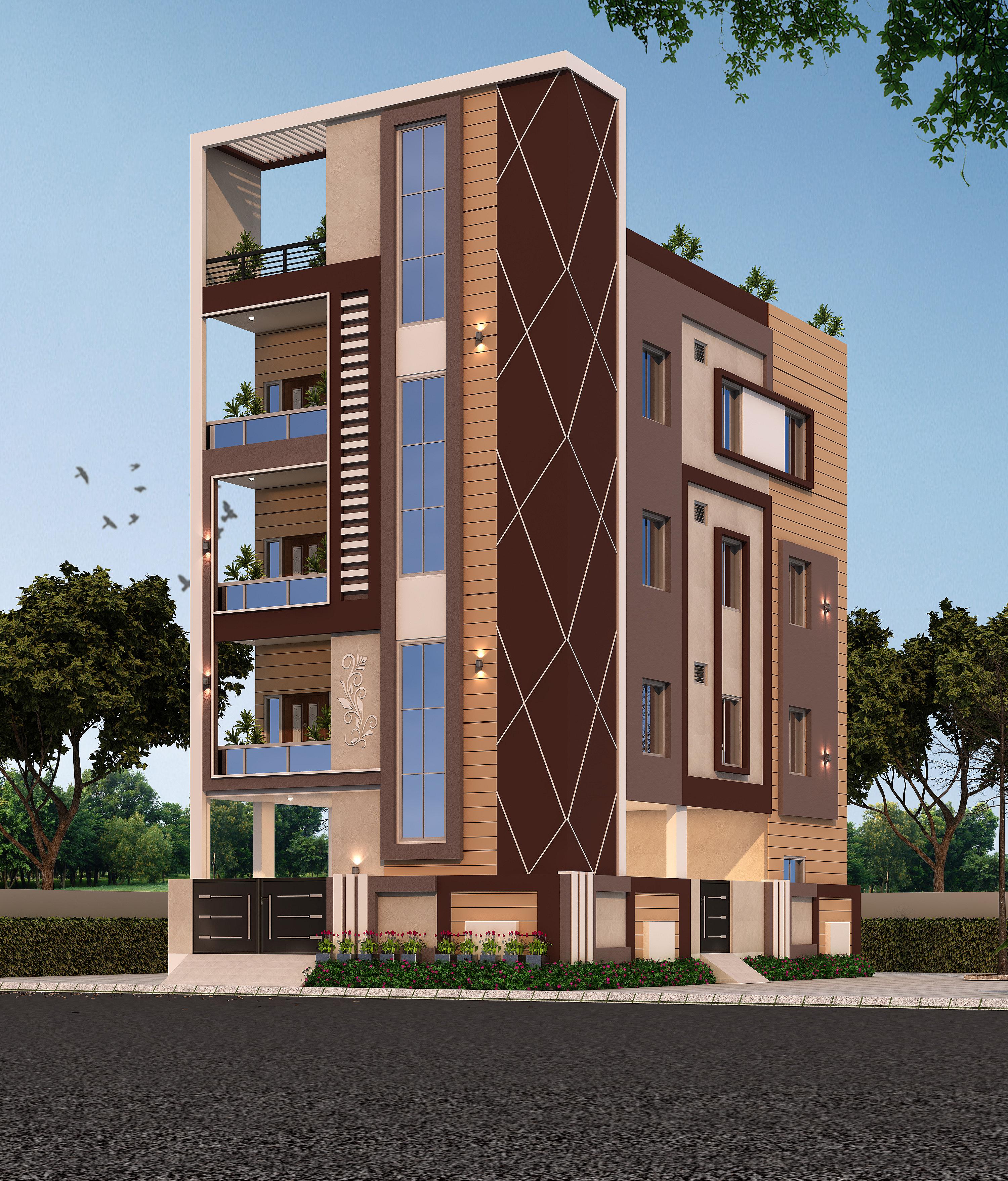 30X44 Apartment plan- 1320 sqft Residential Cum Commercial house design At Visakhapatnam [AP]