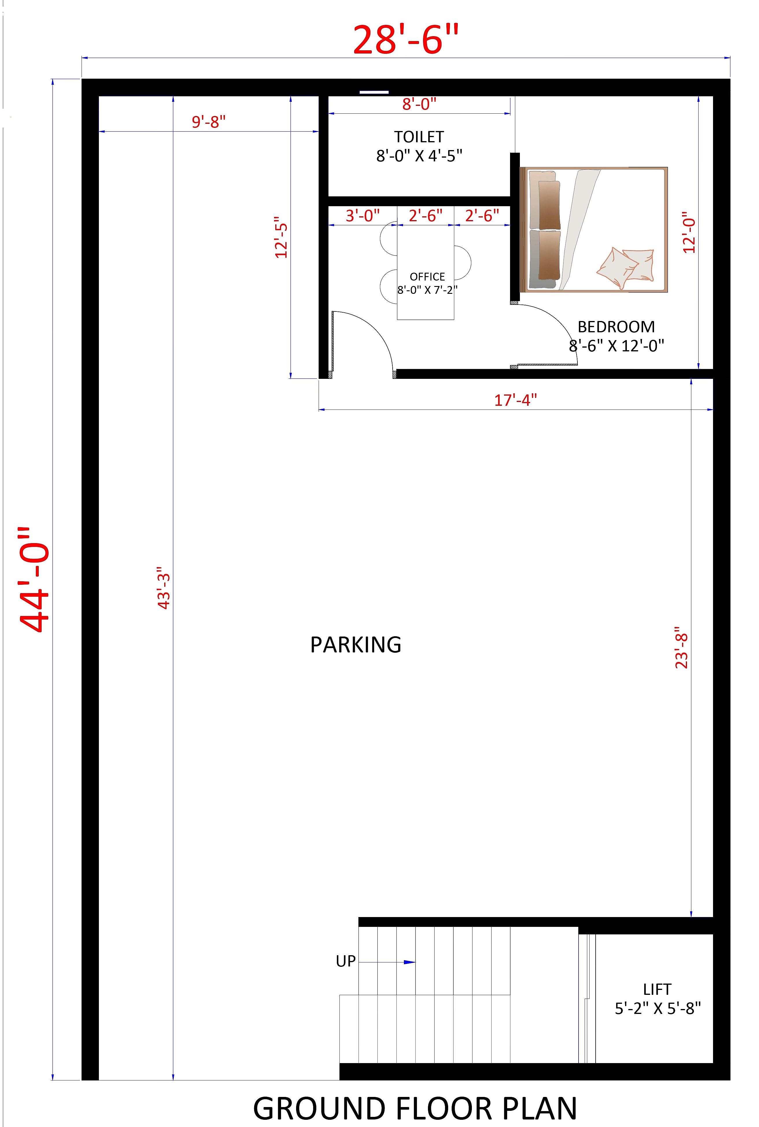 30X44 Apartment plan- 1320 sqft Residential Cum Commercial house design At Visakhapatnam thumbnail 2 — Project ID 6234