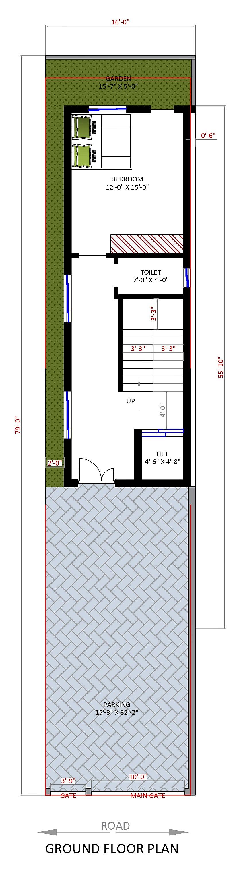 16X80 house plan- 1280 sqft Residential house design At Hyderabad [TG]