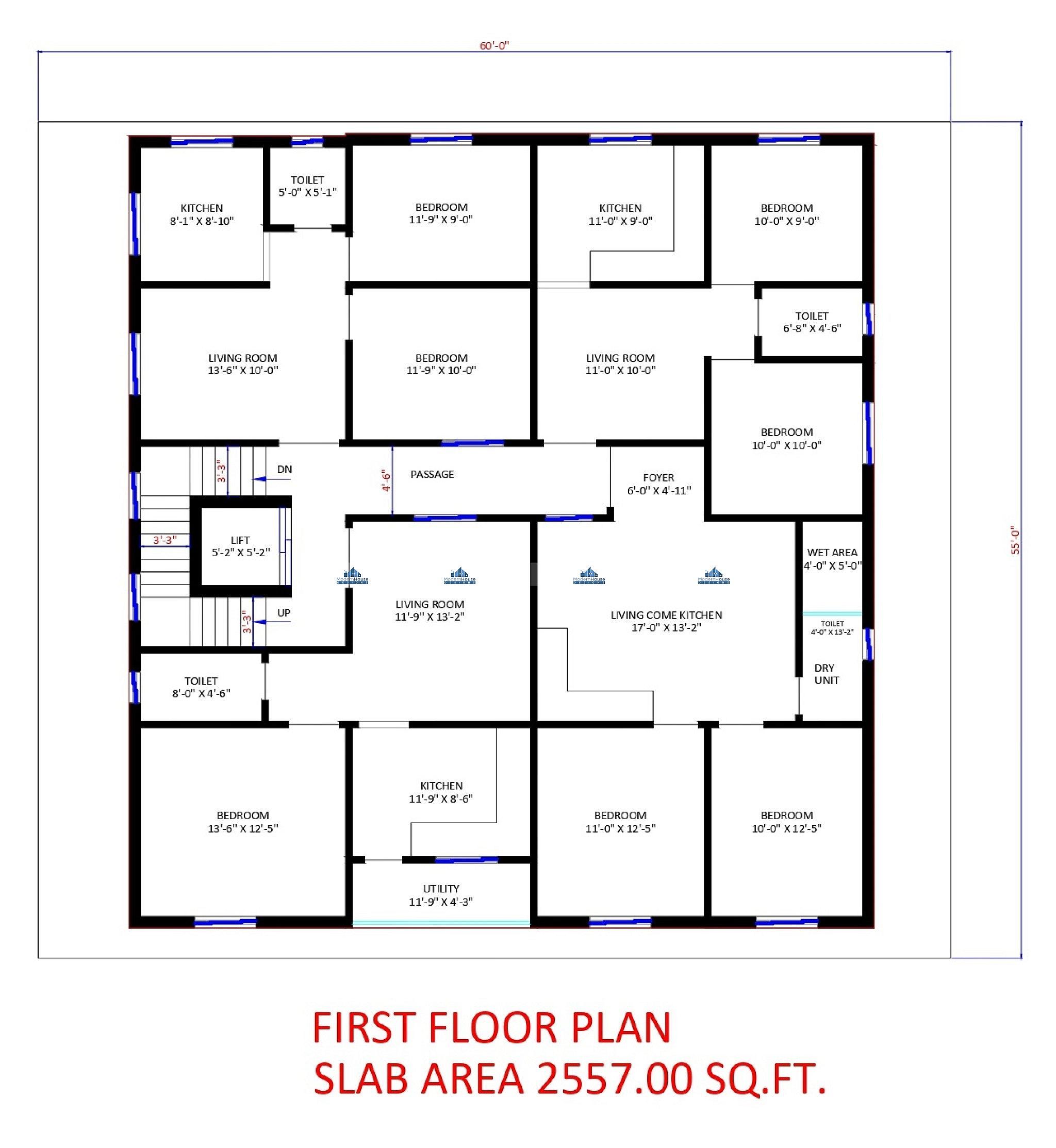 60X55 Apartment plan- 3300 sqft Residential Cum Commercial house design At BangaloreNorth thumbnail 2 — Project ID 6294