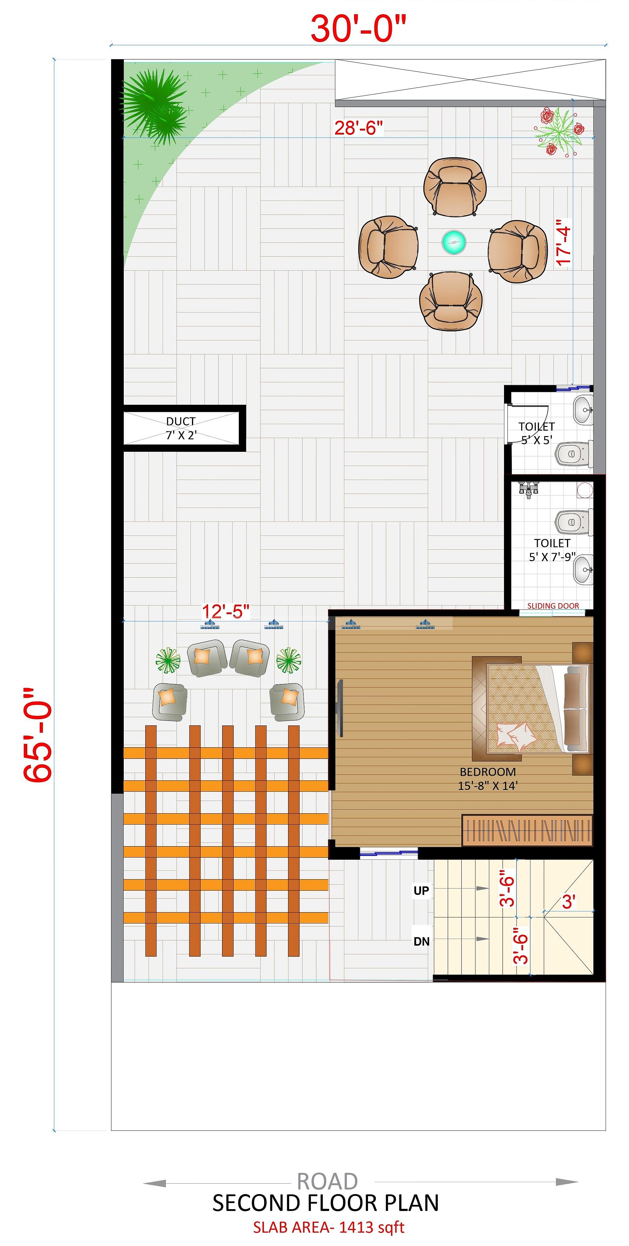 30X65 house plan- 1950 sqft Residential house design At Hoshiarpur thumbnail 4 — Project ID 6296