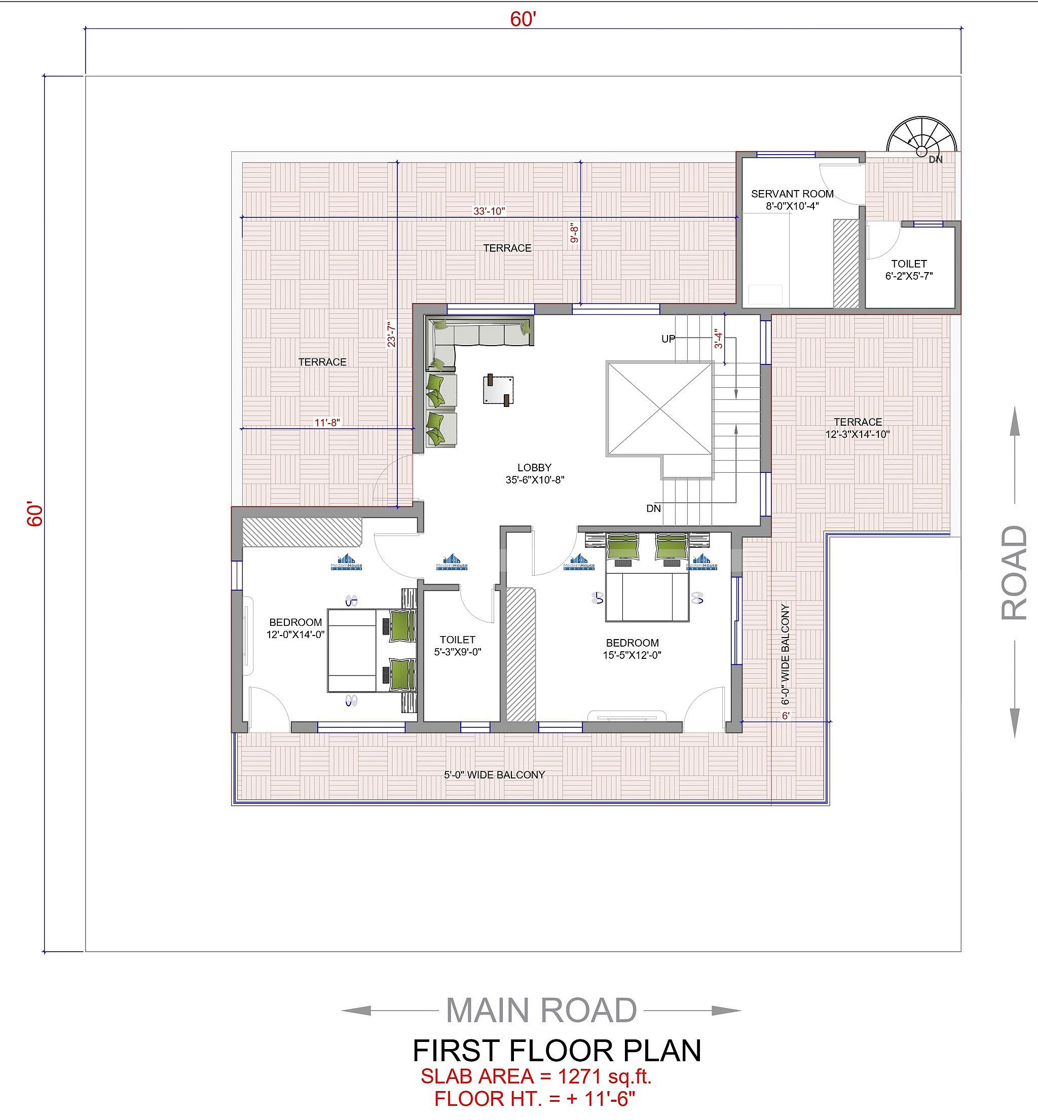 60X60 house plan- 3600 sqft Residential house design At Bhilai thumbnail 3 — Project ID 6301