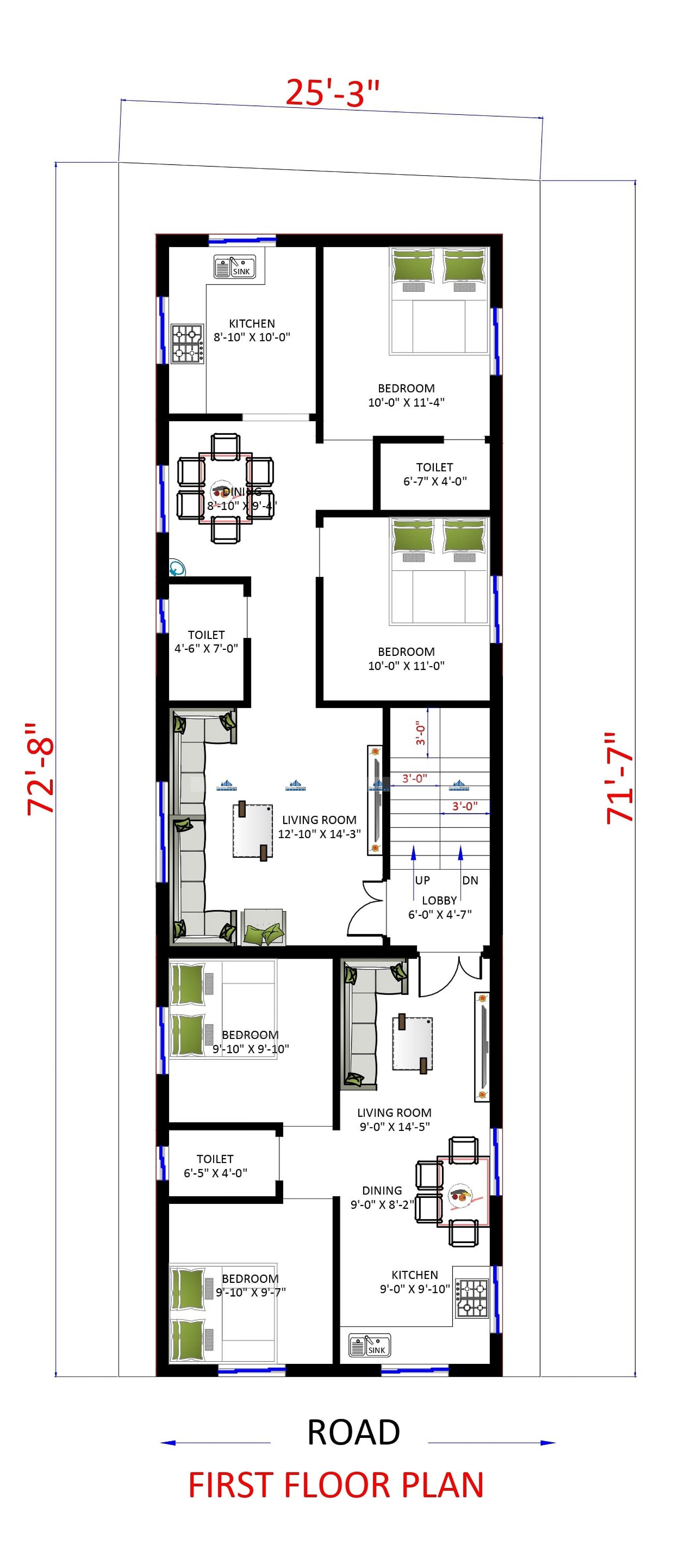 25X72 Apartment plan- 144 sqft Residential Cum Commercial house design At Ranchi thumbnail 3 — Project ID 6303