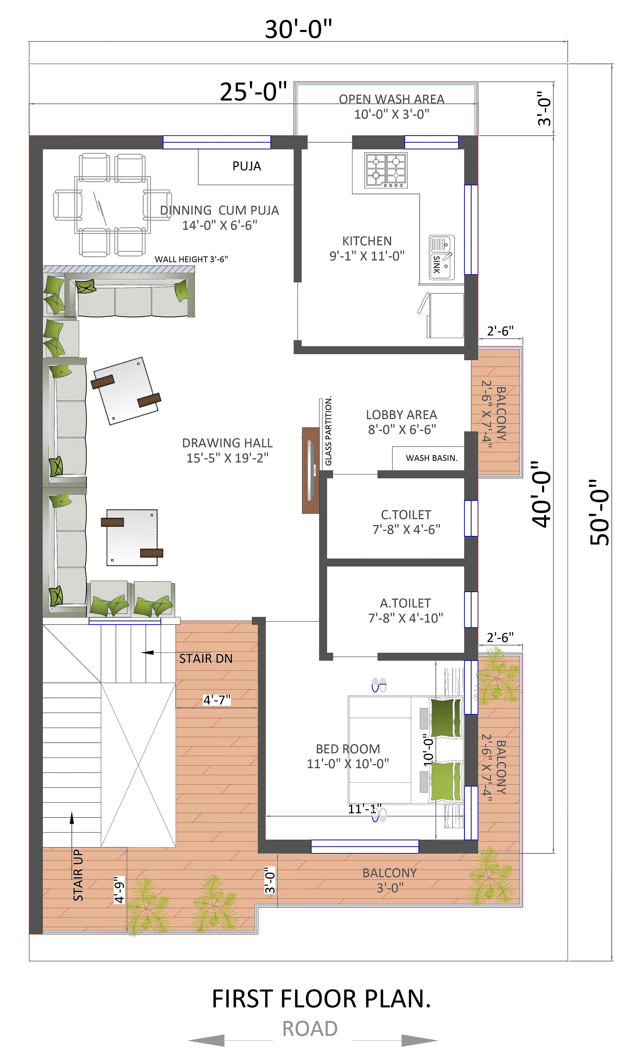 30X50 house plan- 1500 sqft Residential house design At Alwar thumbnail 2 — Project ID 6306