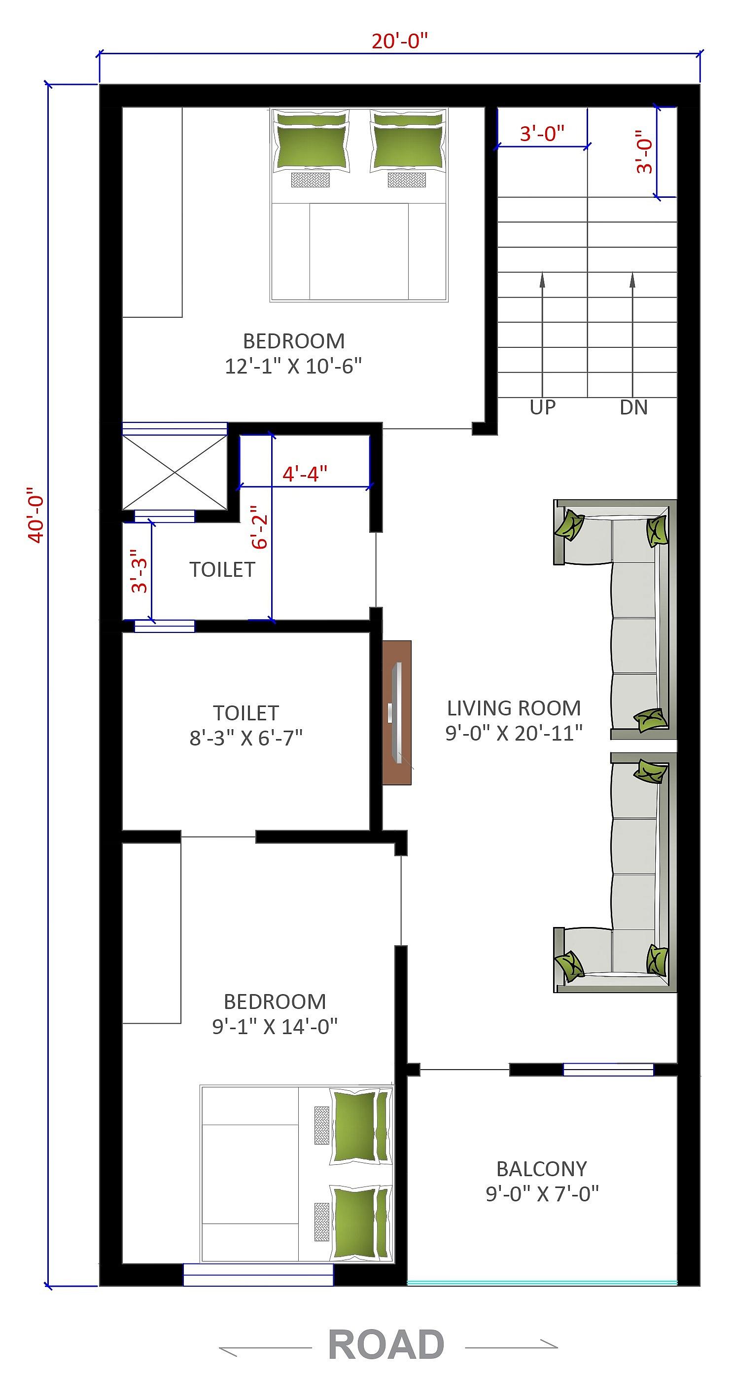 20X40 house plan- 800 sqft Residential house design At Ratlam thumbnail 3 — Project ID 6311
