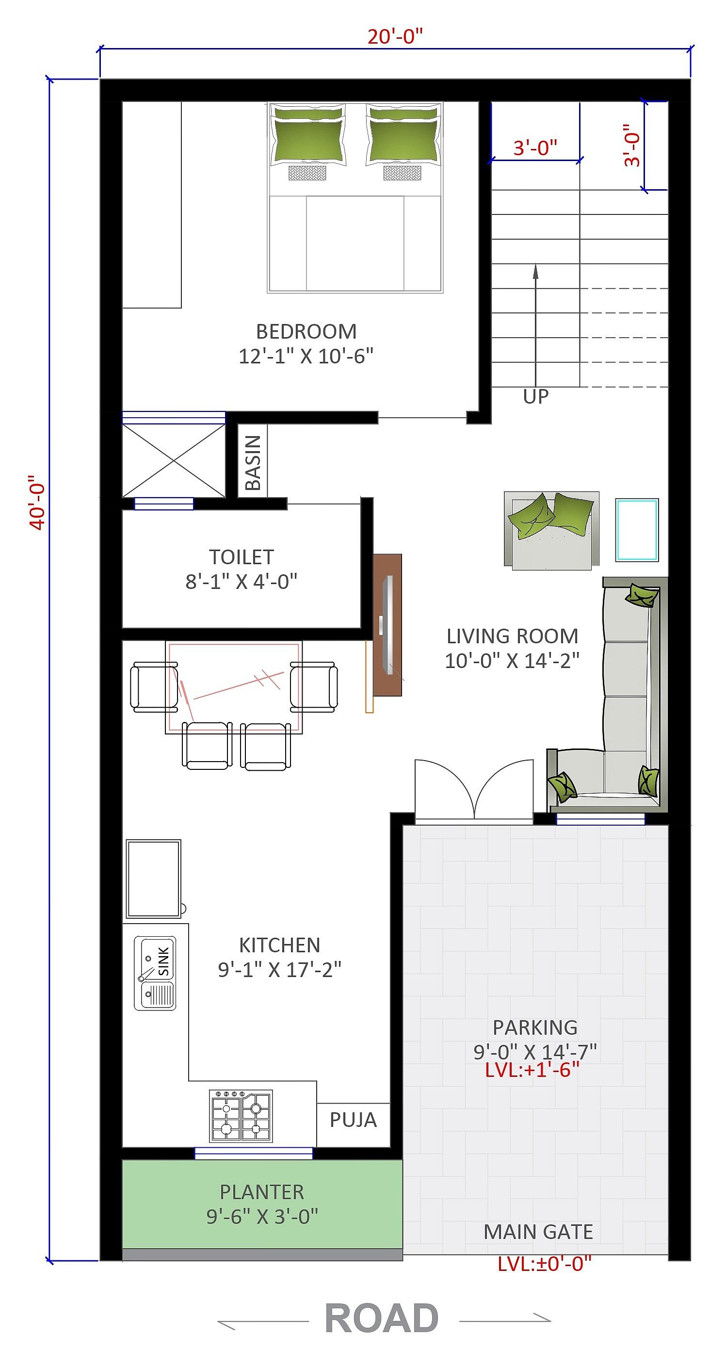 20X40 house plan- 800 sqft Residential house design At Ratlam thumbnail 2 — Project ID 6311