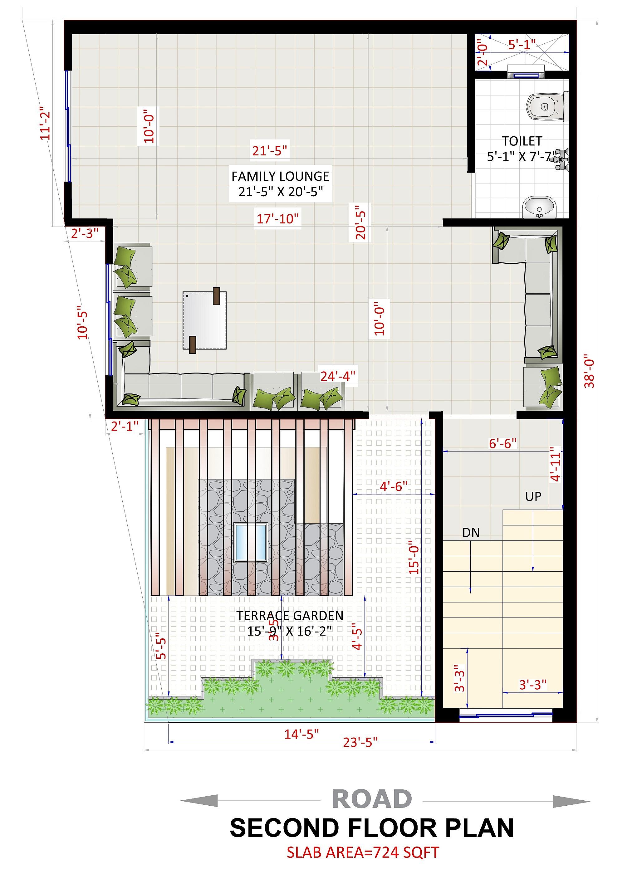 30X38 house plan- 1140 sqft Residential house design At Surat thumbnail 4 — Project ID 6316