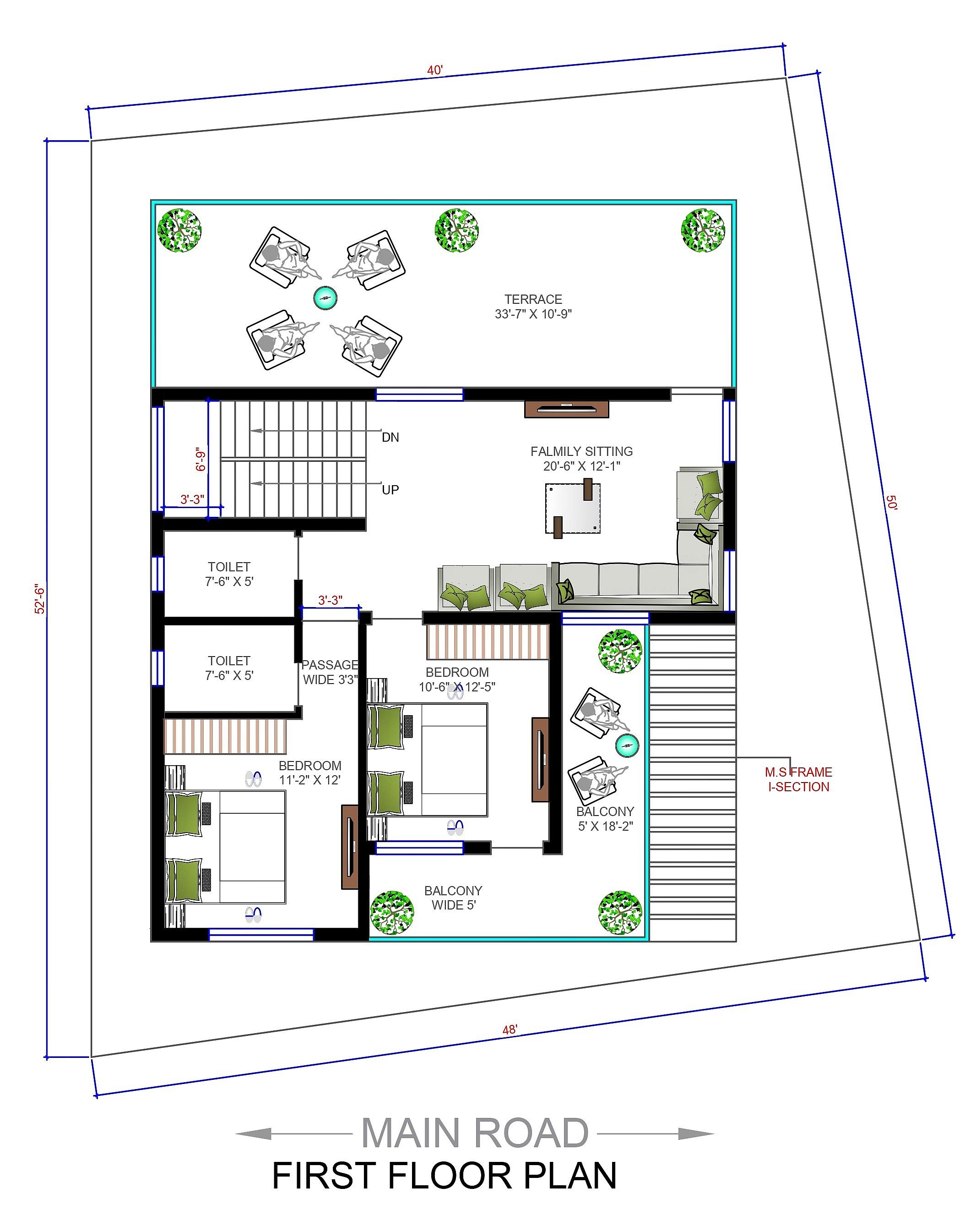 40X50 house plan- 2000 sqft Residential house design At Bankura thumbnail 3 — Project ID 6317