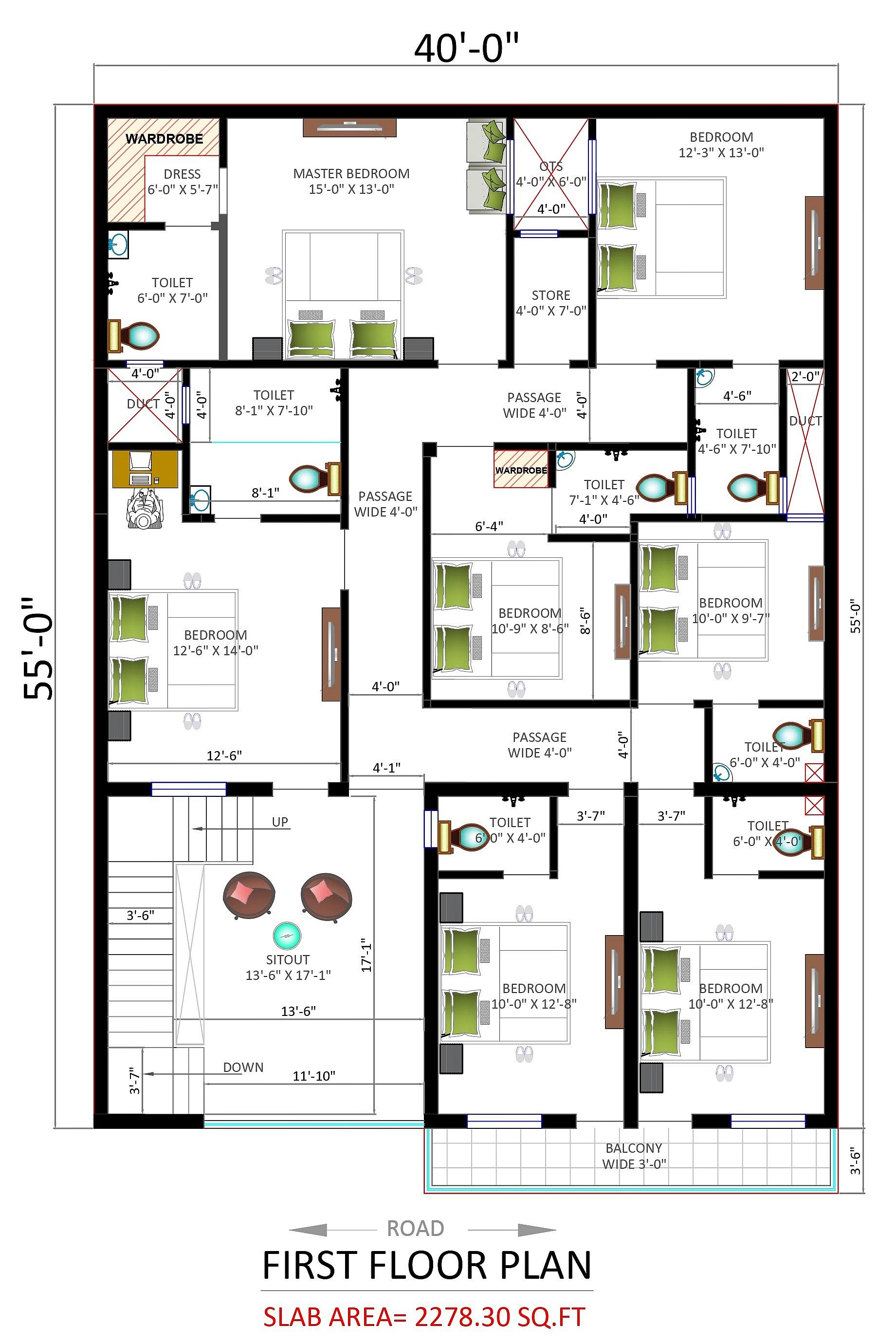 40X60 House With Shop plan- 2400 sqft Residential Cum Commercial house design At Chhatarpur thumbnail 3 — Project ID 6319