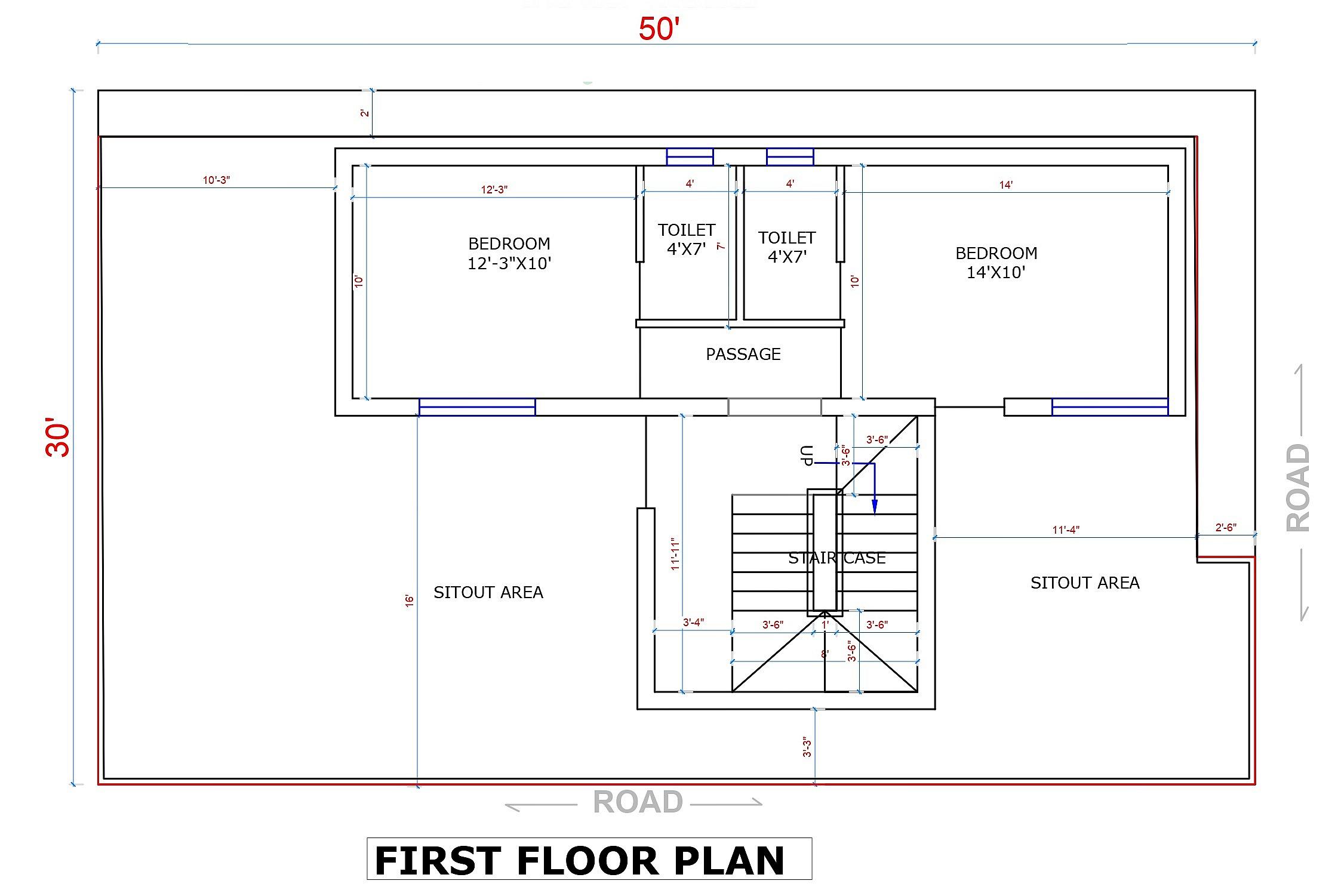 50X30 house plan- 1500 sqft Residential house design At Sakoli thumbnail 3 — Project ID 6323