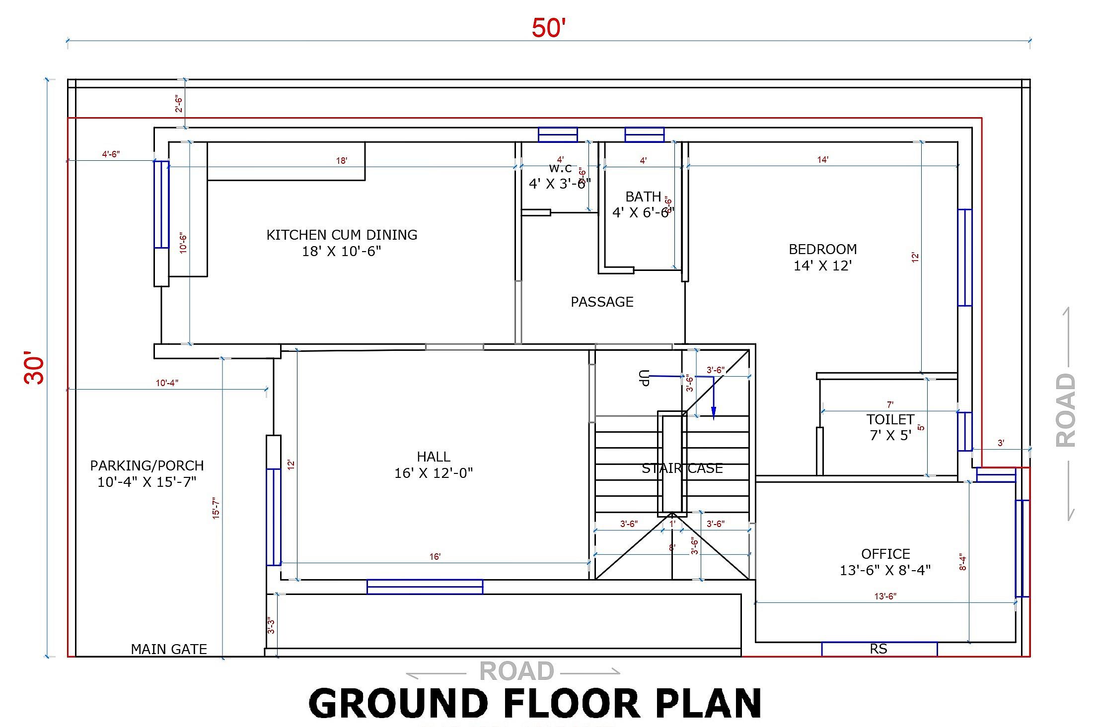 50X30 house plan- 1500 sqft Residential house design At Sakoli thumbnail 2 — Project ID 6323