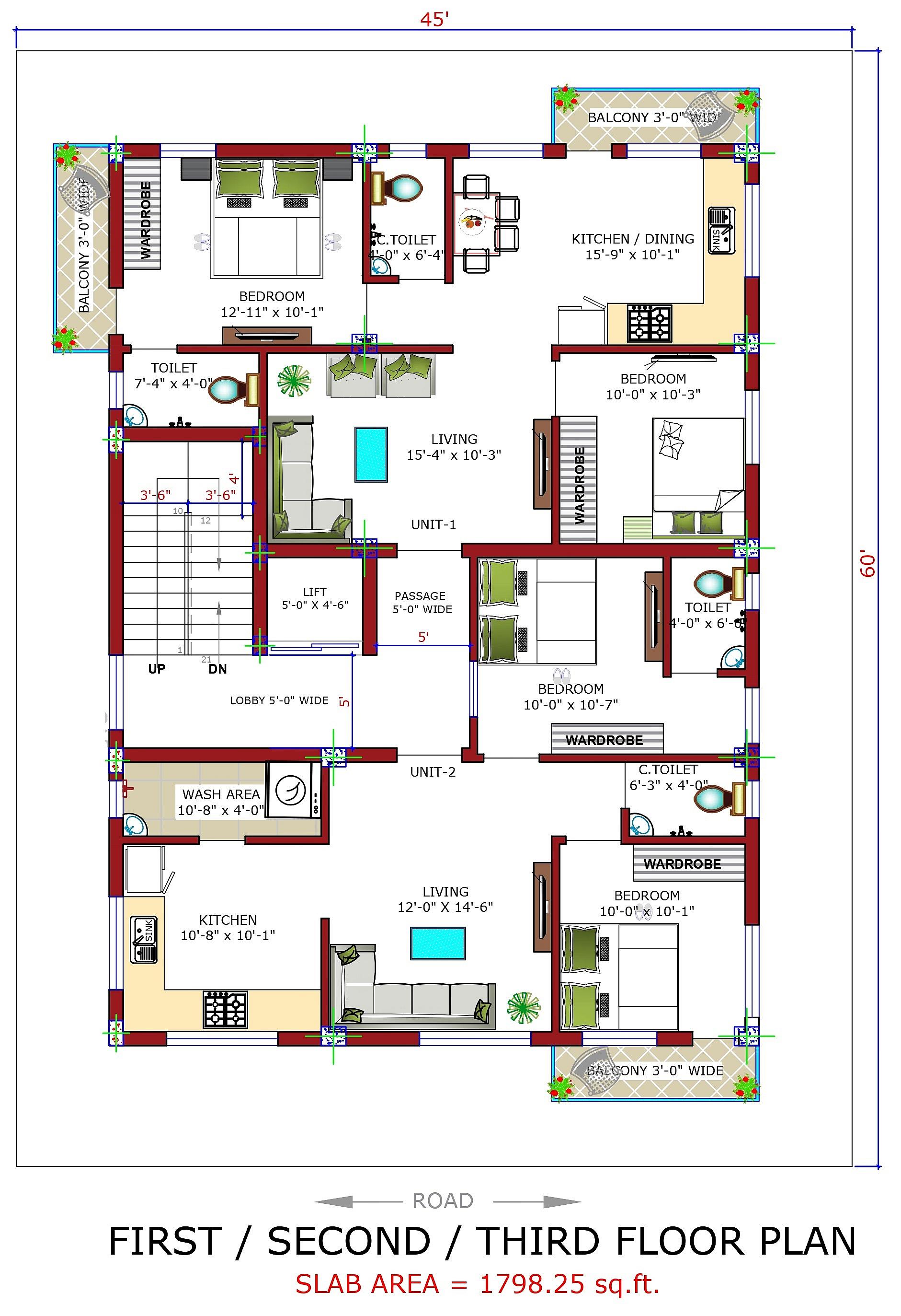 45X60 Multi storey apartment plan- 2700 sqft Residential Cum Commercial house design At Hyderabad thumbnail 3 — Project ID 6325