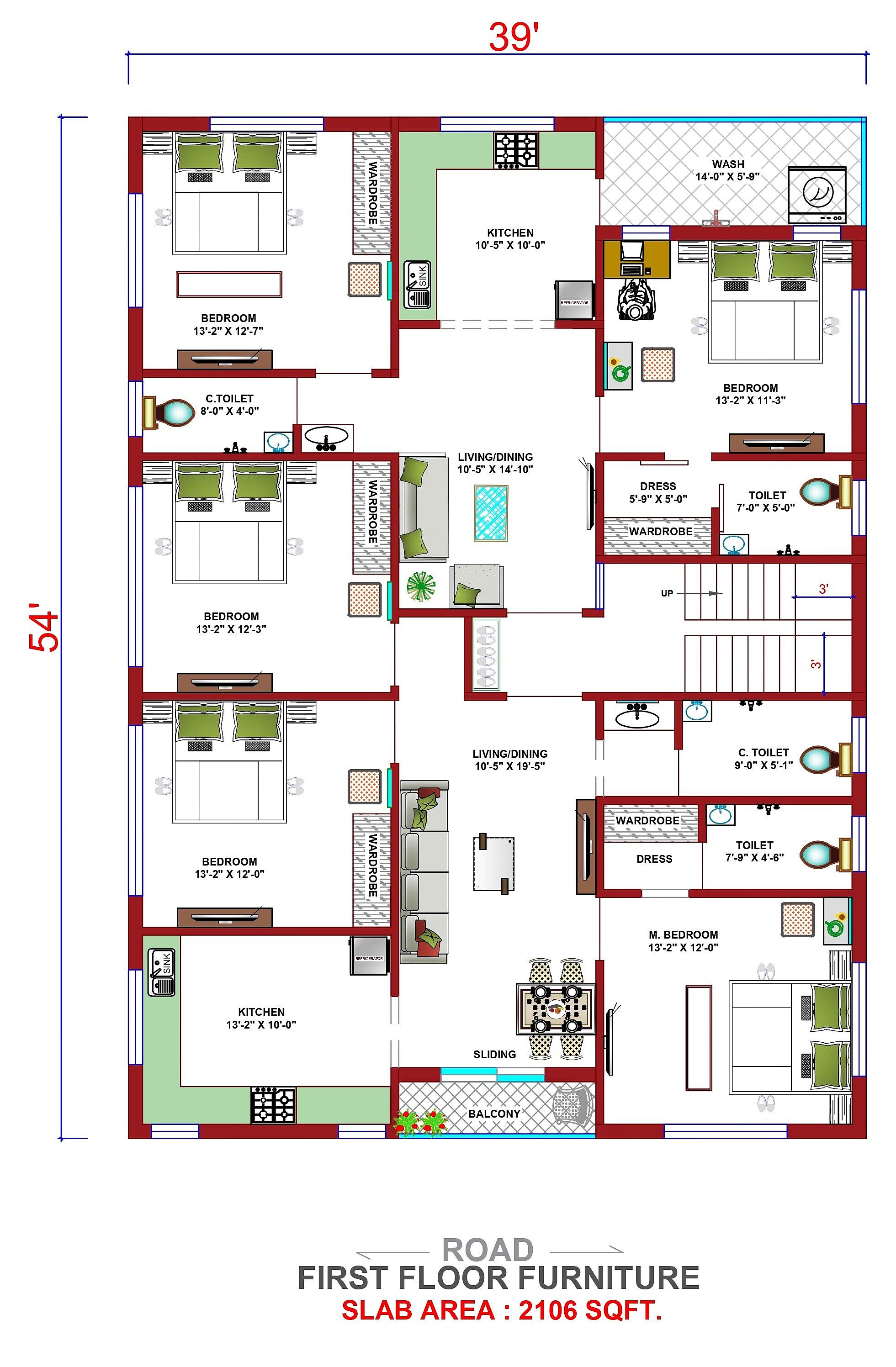 45X60 Apartment plan- 2700 sqft Residential Cum Commercial house design At Cuttack thumbnail 4 — Project ID 6340