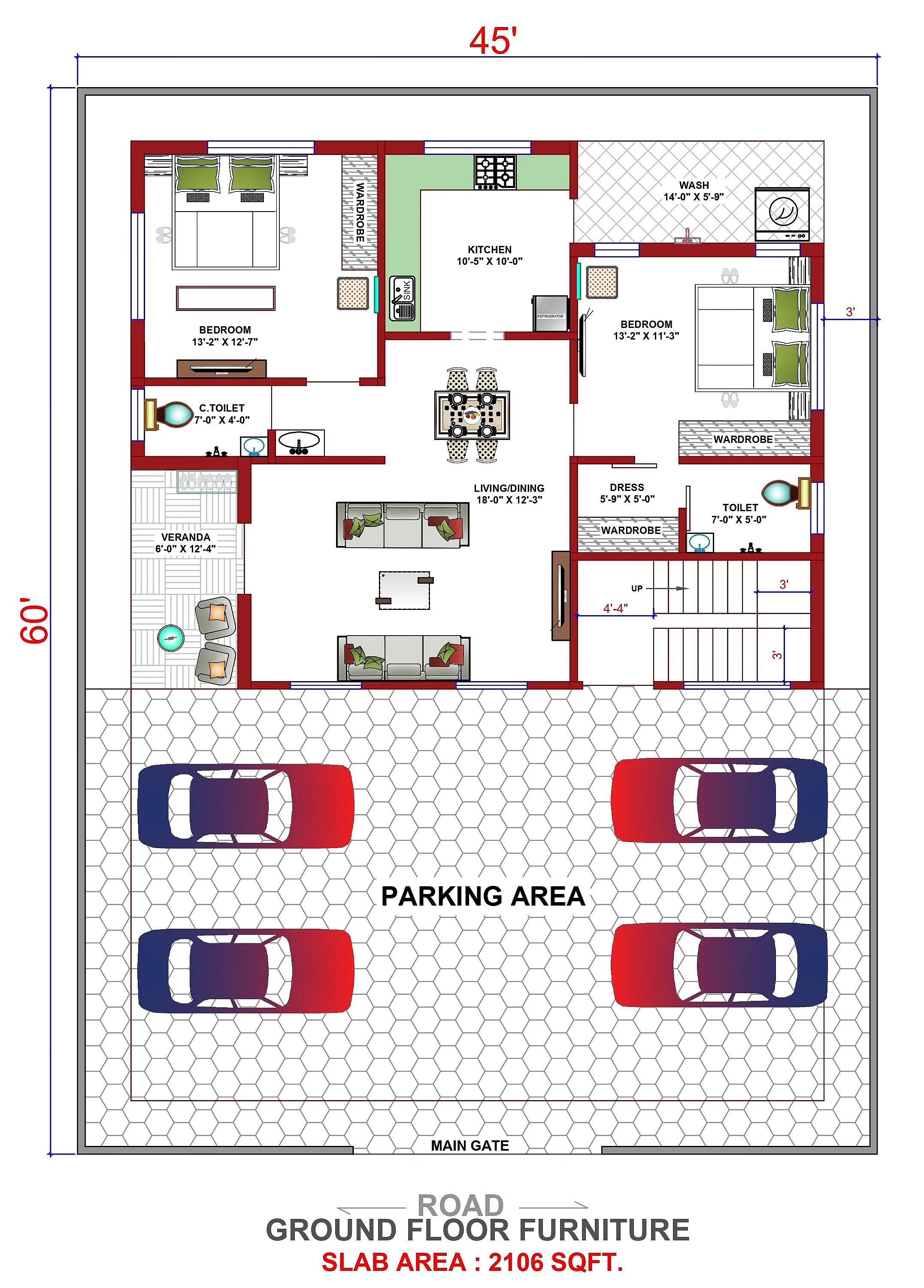 45X60 Apartment plan- 2700 sqft Residential Cum Commercial house design At Cuttack thumbnail 3 — Project ID 6340