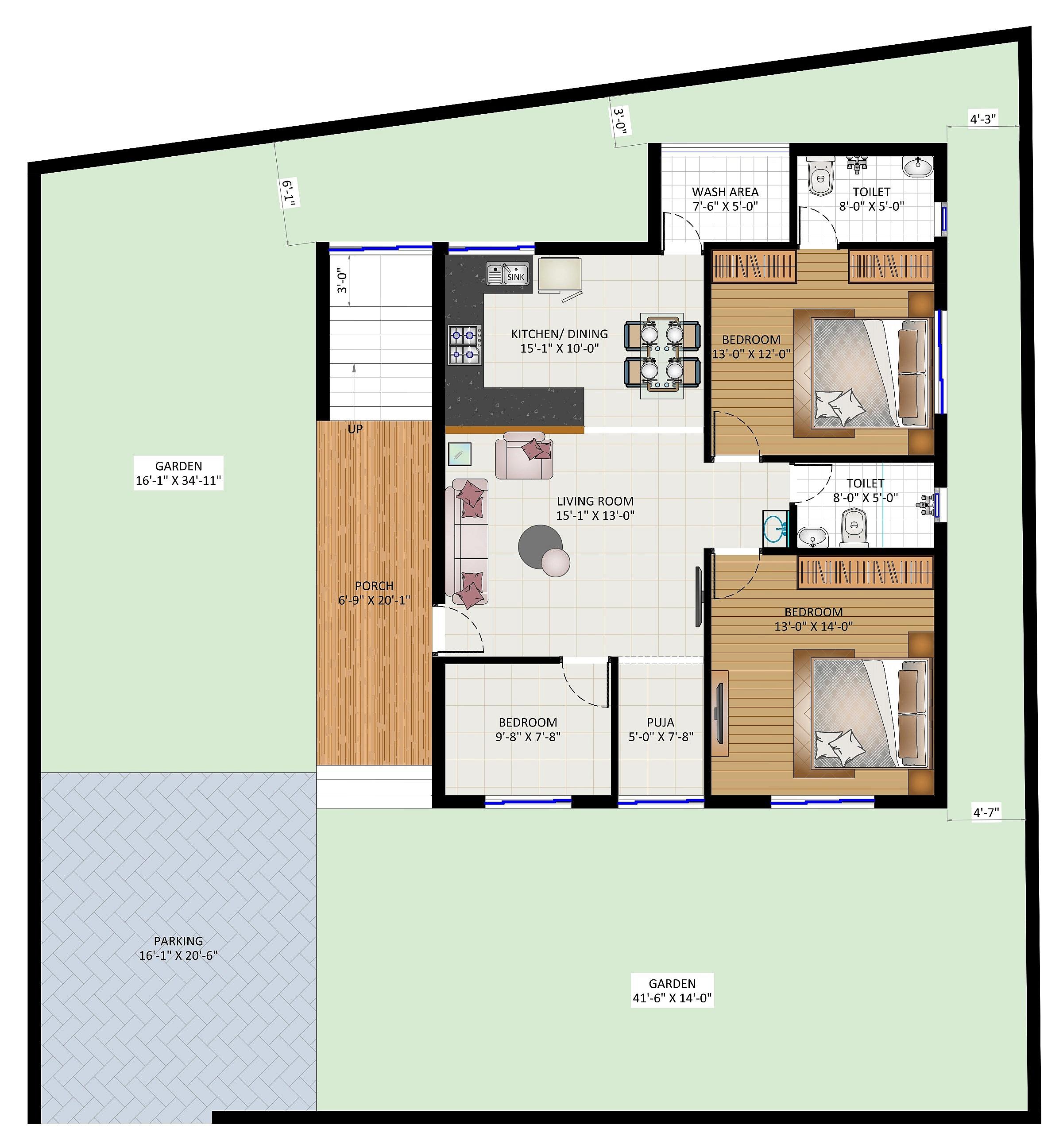 60X60 Apartment plan- 3600 sqft Residential Cum Commercial house design At Kumarghat thumbnail 2 — Project ID 6343