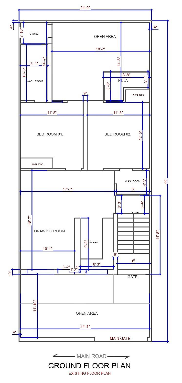 25X60 house plan- 1500 sqft Residential Cum Commercial house design At Faridabad thumbnail 2 — Project ID 6345