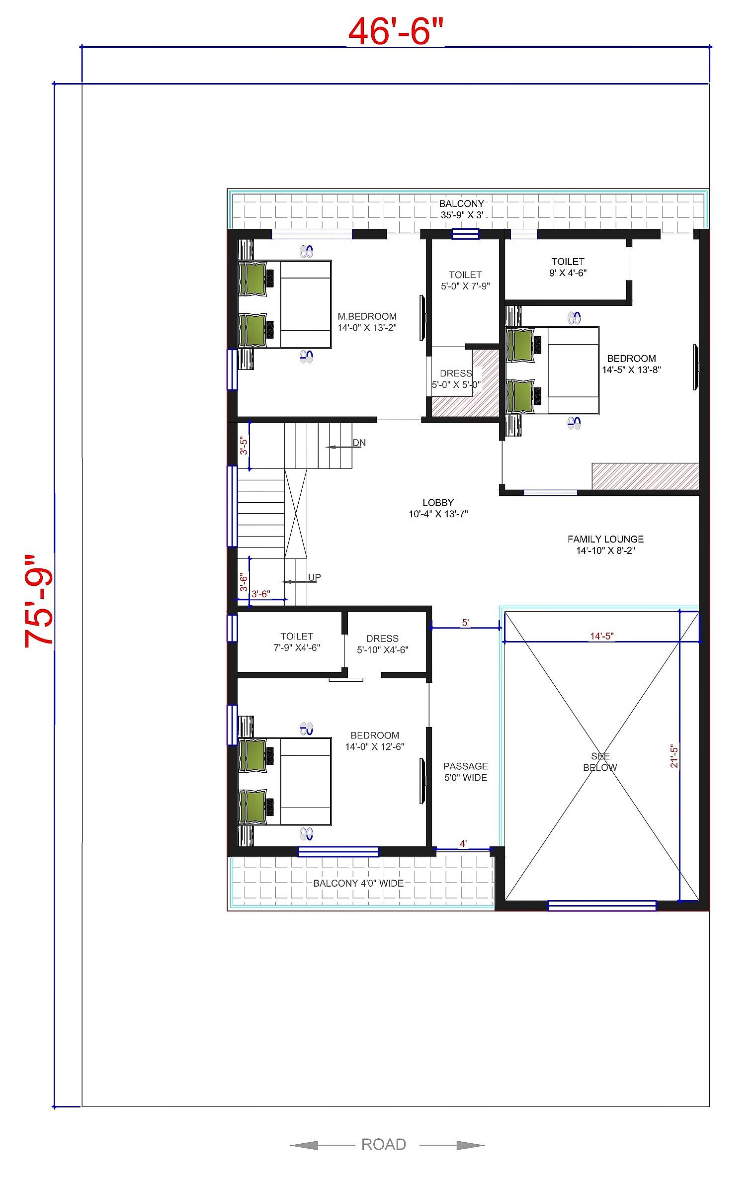 46X75 house plan- 3450 sqft Residential house design At Gandhidham thumbnail 2 — Project ID 6346