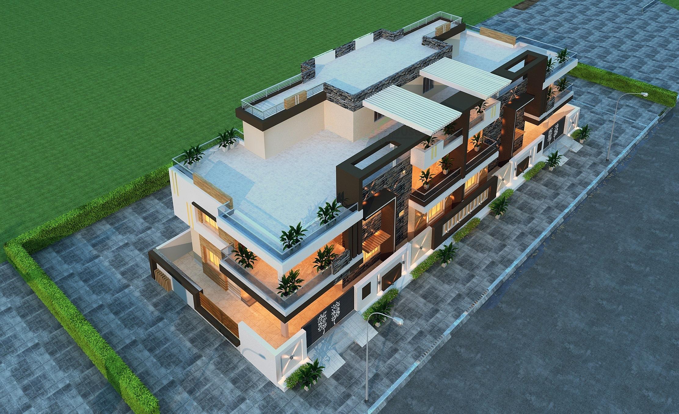 60X40 house plan- 2400 sqft Residential house design At Sanand thumbnail 3 — Project ID 6367