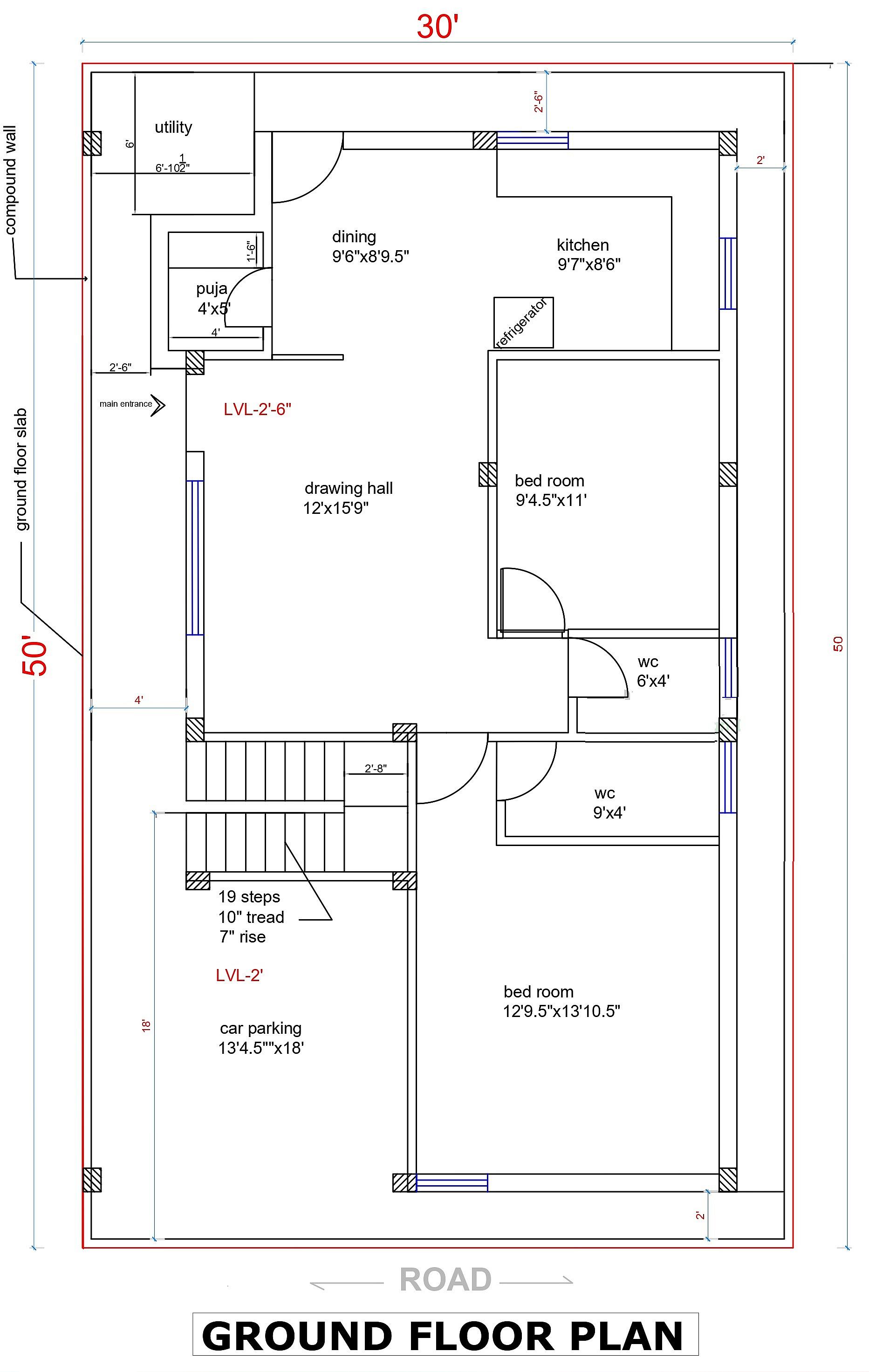 30X50 House Plan- 1500 sq ft Residential Cum Commercial House Design at Bangalore thumbnail 2 — Project ID 6374