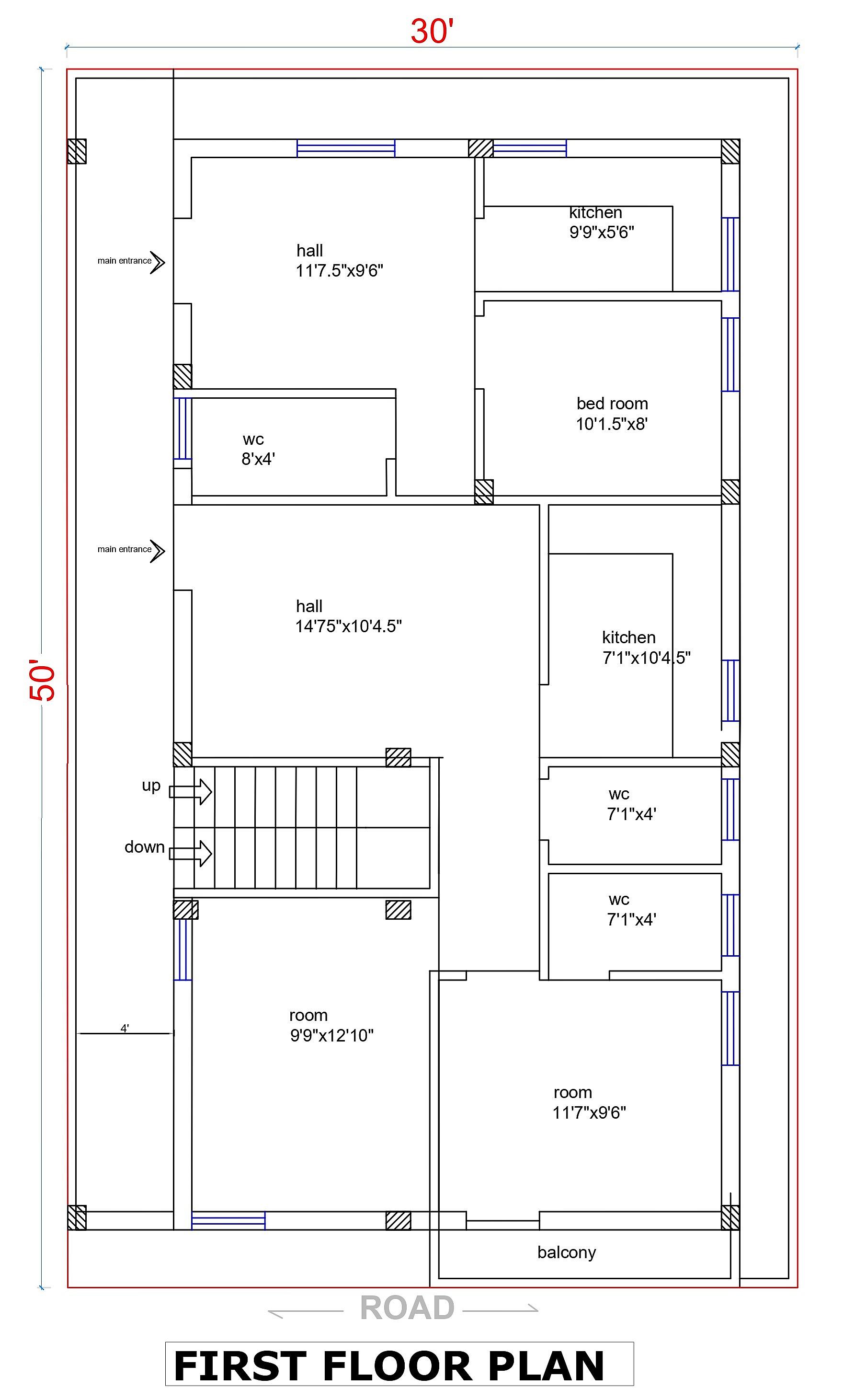 30X50 House Plan- 1500 sq ft Residential Cum Commercial House Design at Bangalore thumbnail 3 — Project ID 6374