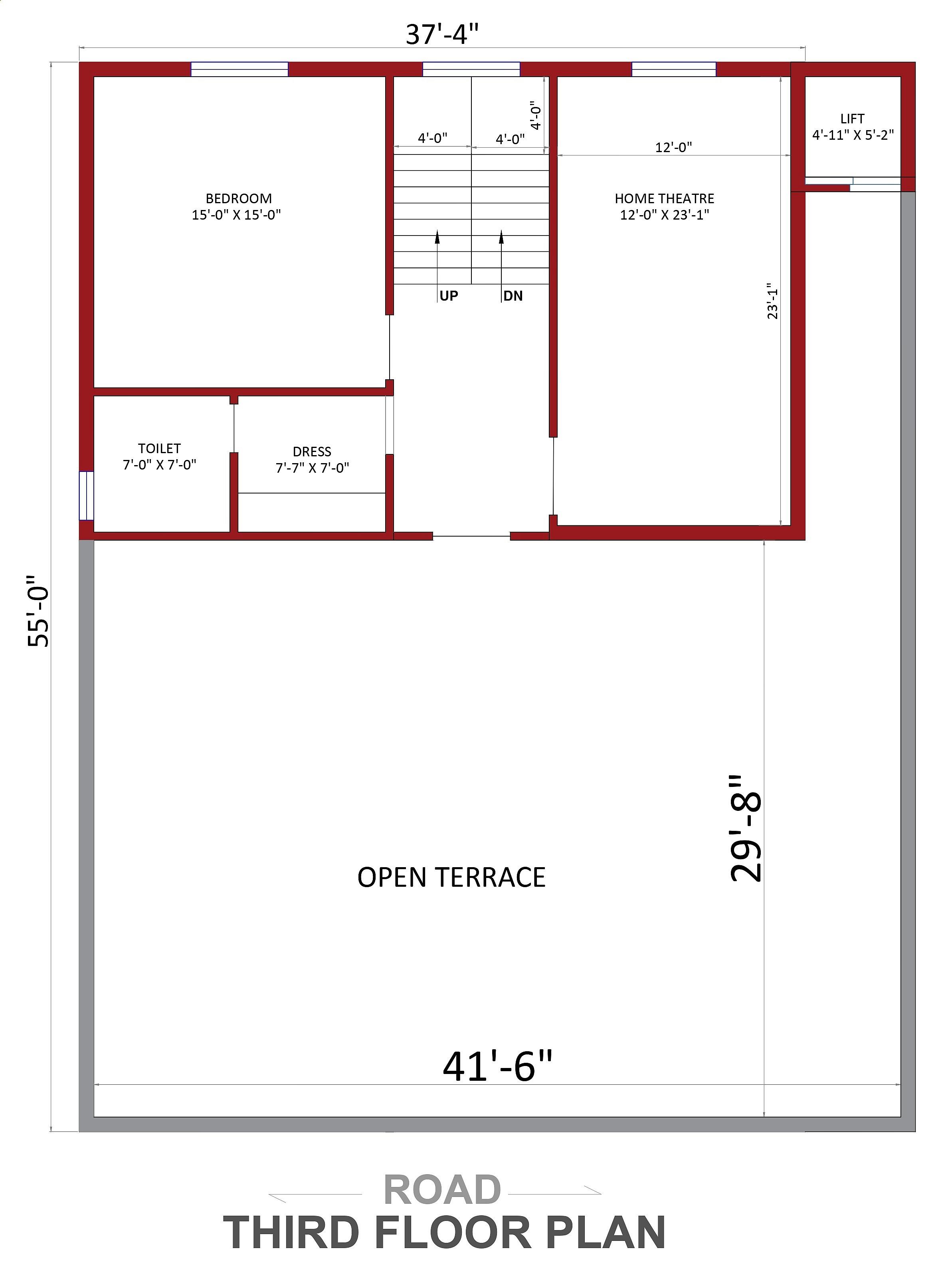 48X75 House With Office plan- 300 sqft Residential house design At Nampally thumbnail 5 — Project ID 6376