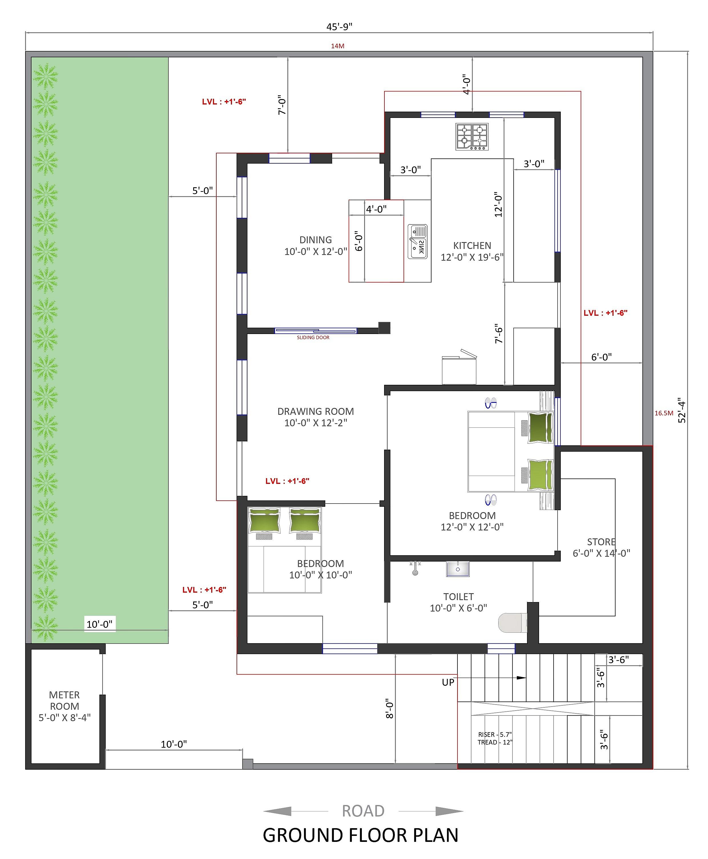 46X52 house plan- 2392 sqft Residential house design At Tijara thumbnail 2 — Project ID 6379
