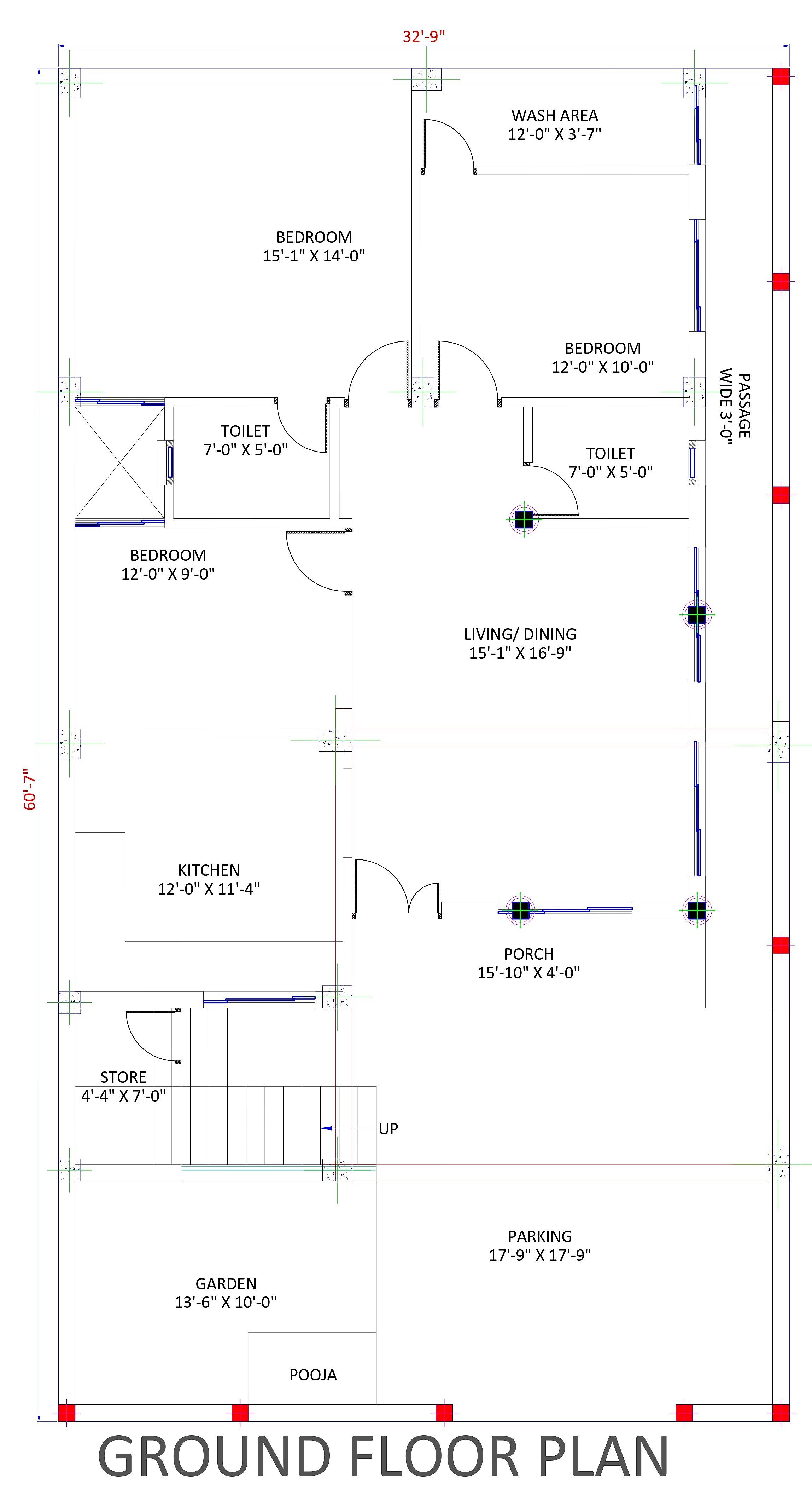 33X60 house plan- 180 sqft Residential house design At Hardwar thumbnail 2 — Project ID 6383