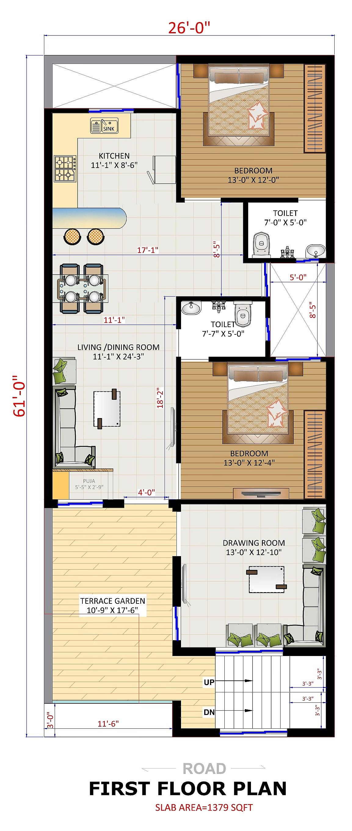 25X60 house plan- 120 sqft Residential house design At Bulandshahr thumbnail 3 — Project ID 6390