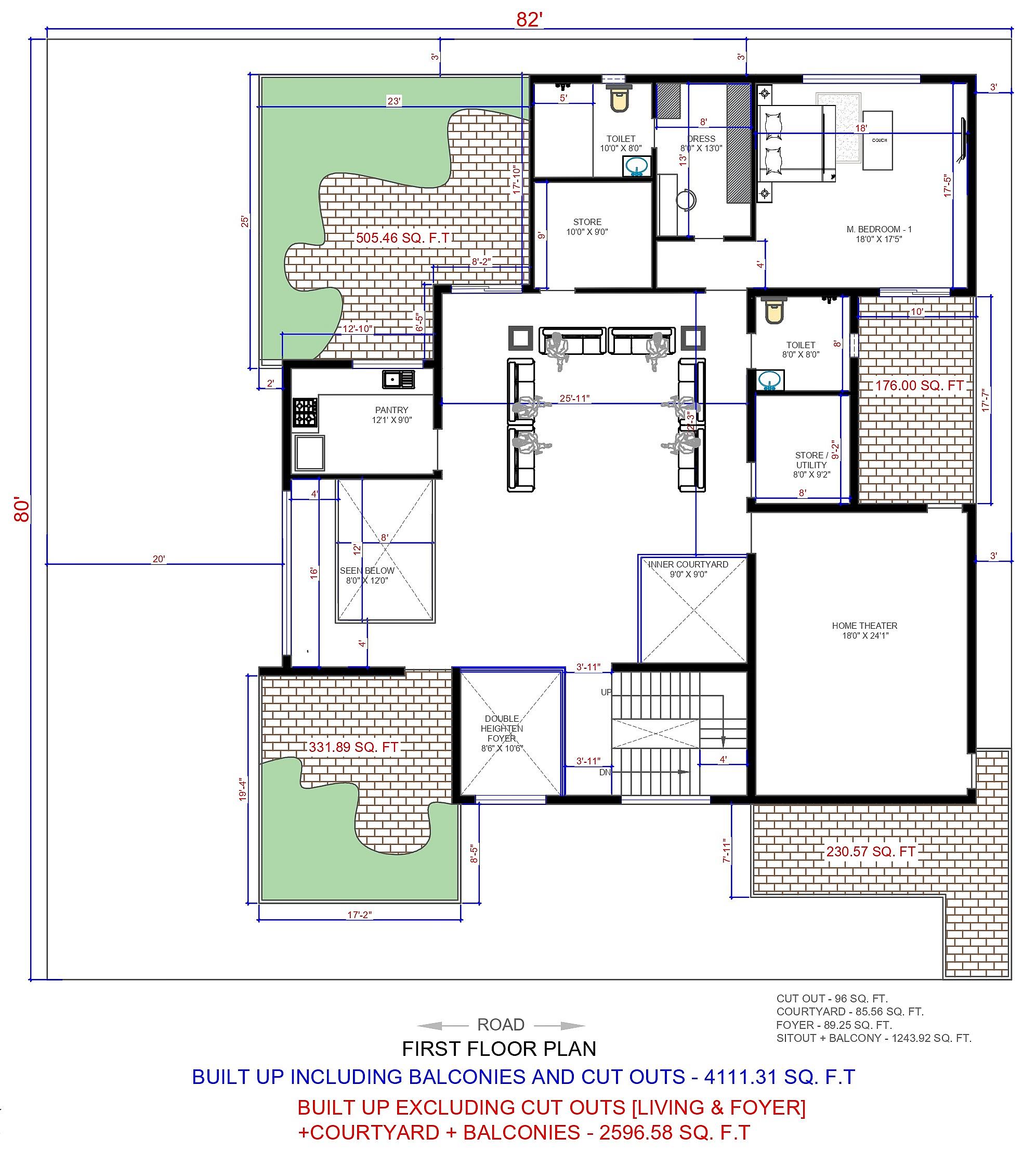 80X80 House With Office plan- 6400 sqft Residential house design At Fazilka thumbnail 2 — Project ID 6391