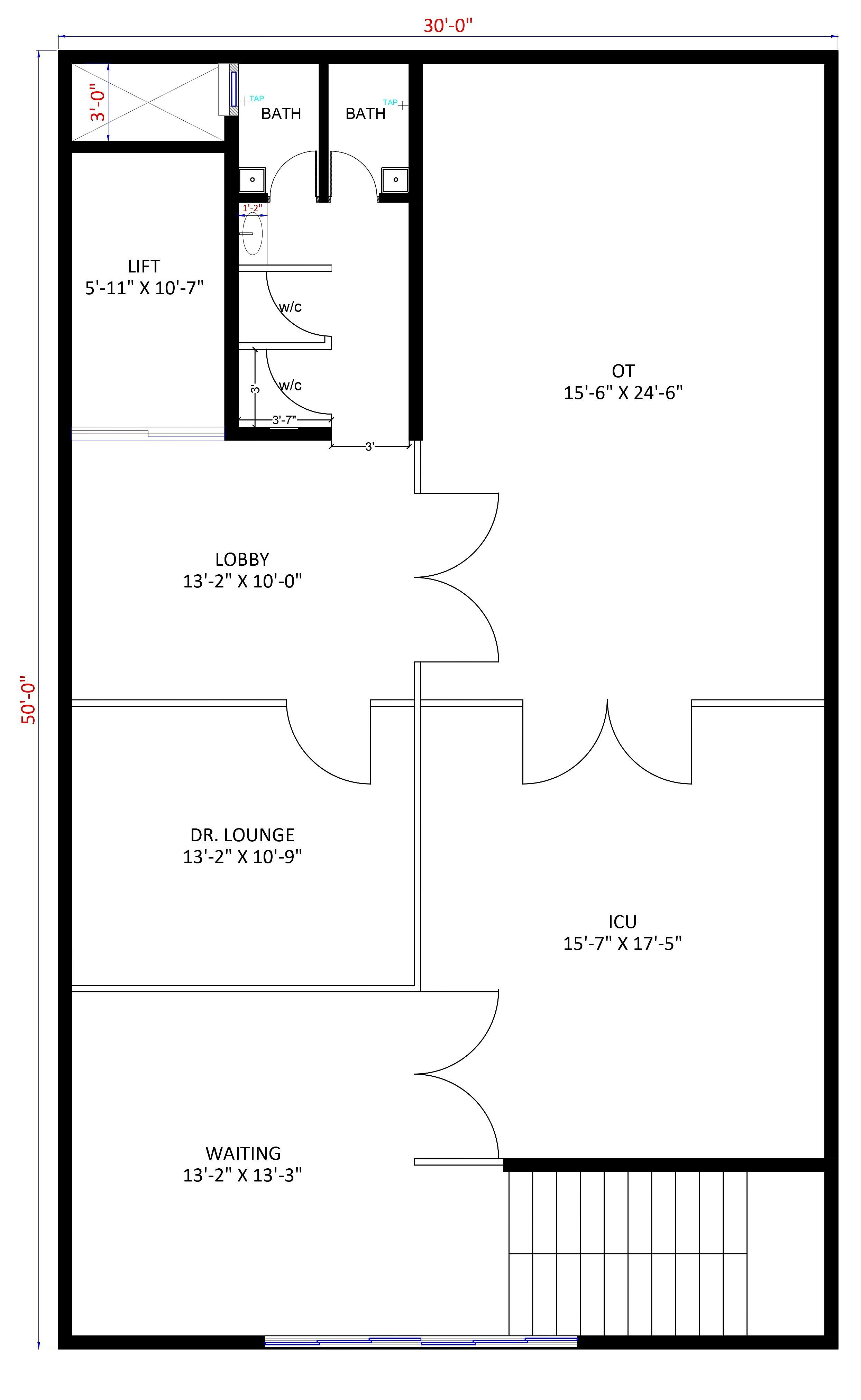 30X50 Hospital plan- 1500 sqft Commercial house design At Kolar thumbnail 4 — Project ID 6394