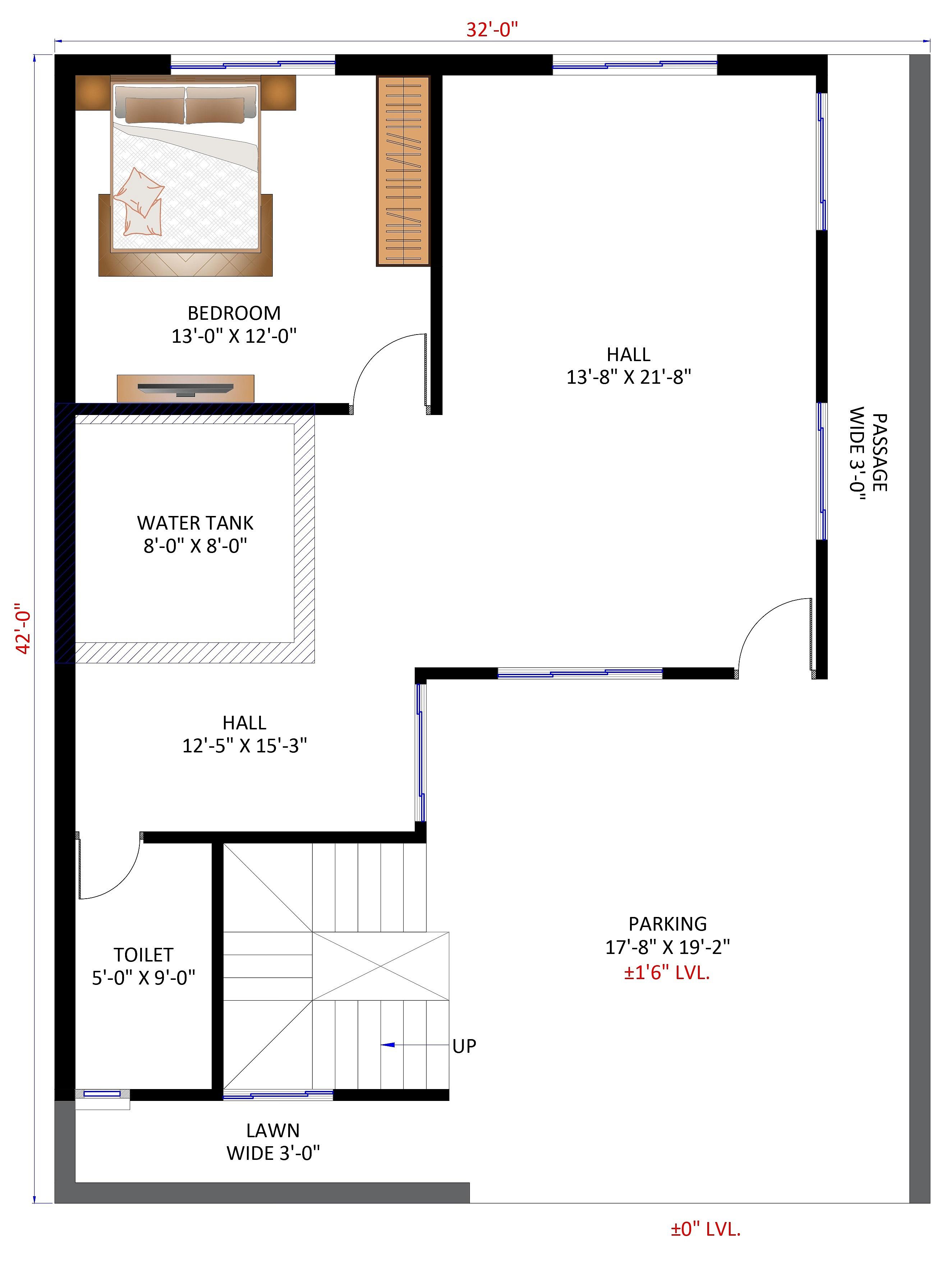 32X42 House Plan- 1344 sq ft Residential House Design at Alwar — photo 2 — Project ID 6397