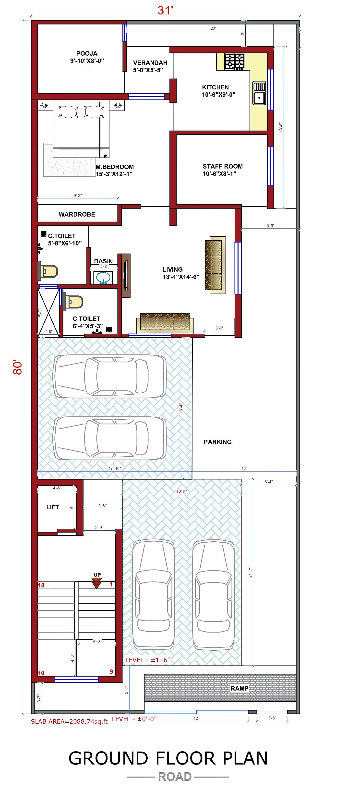 30X80 house plan- 2400 sqft Residential house design At Motihari [BR]