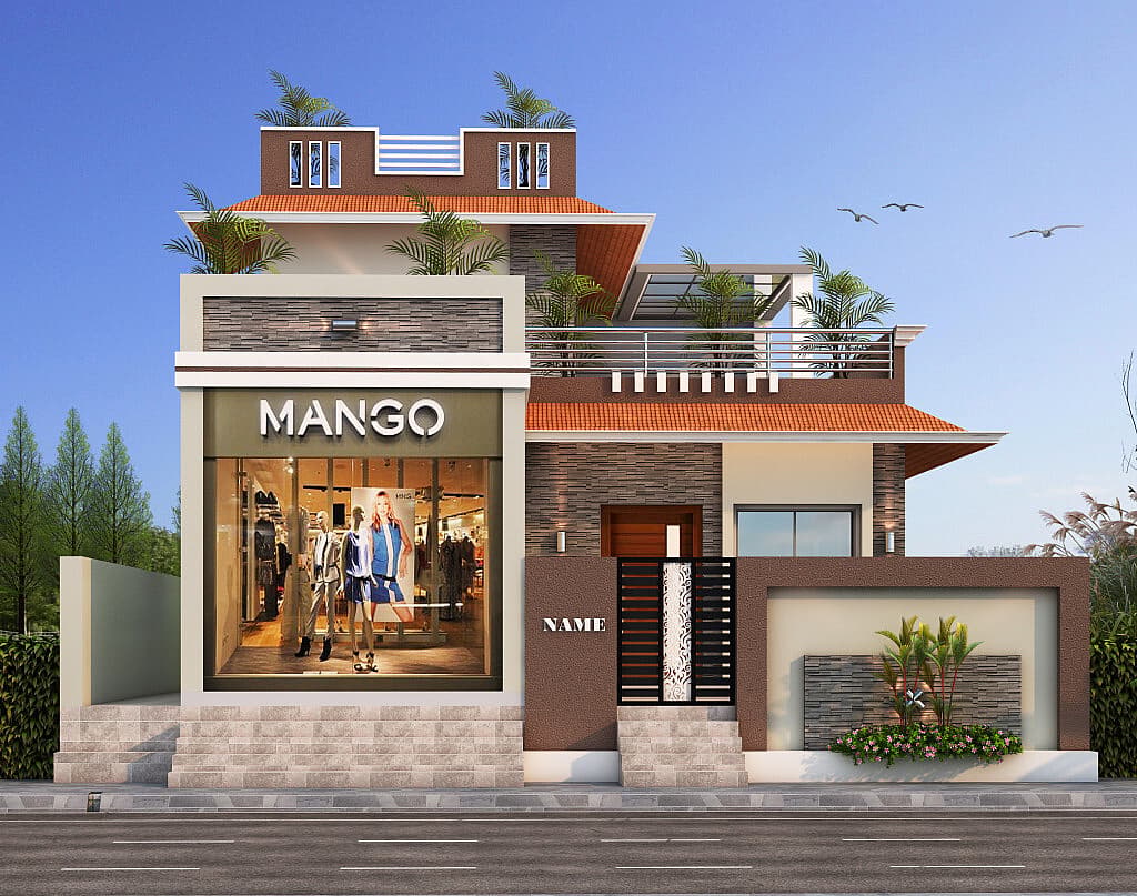 35X62 House With Shop plan- 2170 sqft Residential Cum Commercial house design At Sangli [MH]