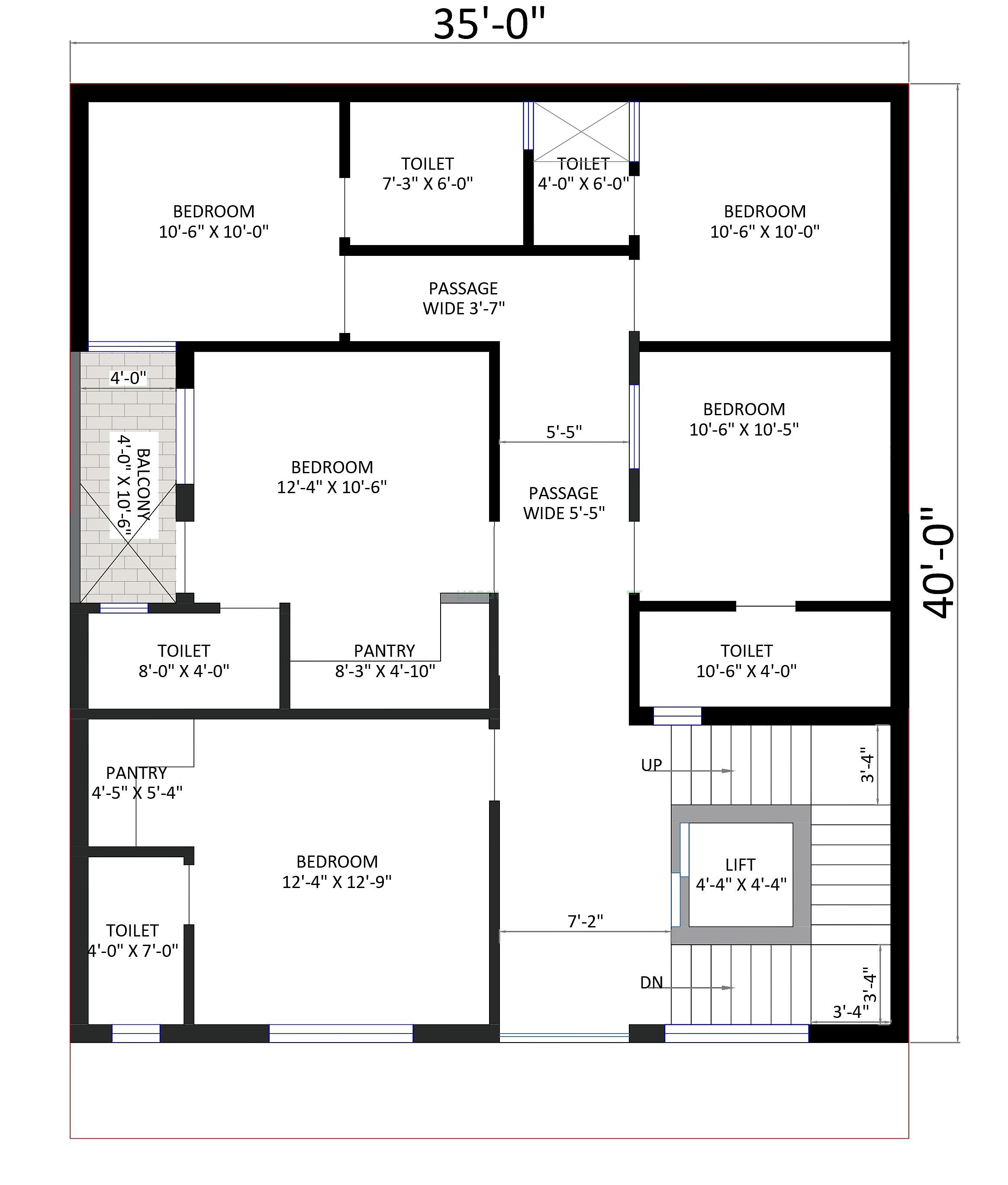 35X40 House With Shop plan- 1400 sqft Residential Cum Commercial house design At Yamunanagar thumbnail 2 — Project ID 6406