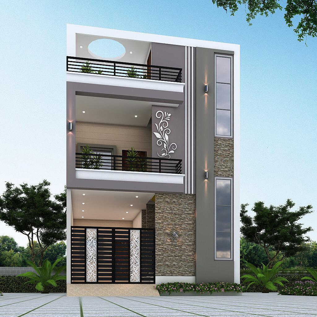 22X60 house plan- 1320 sqft Residential house design At Lucknow thumbnail 1 — Project ID 6407