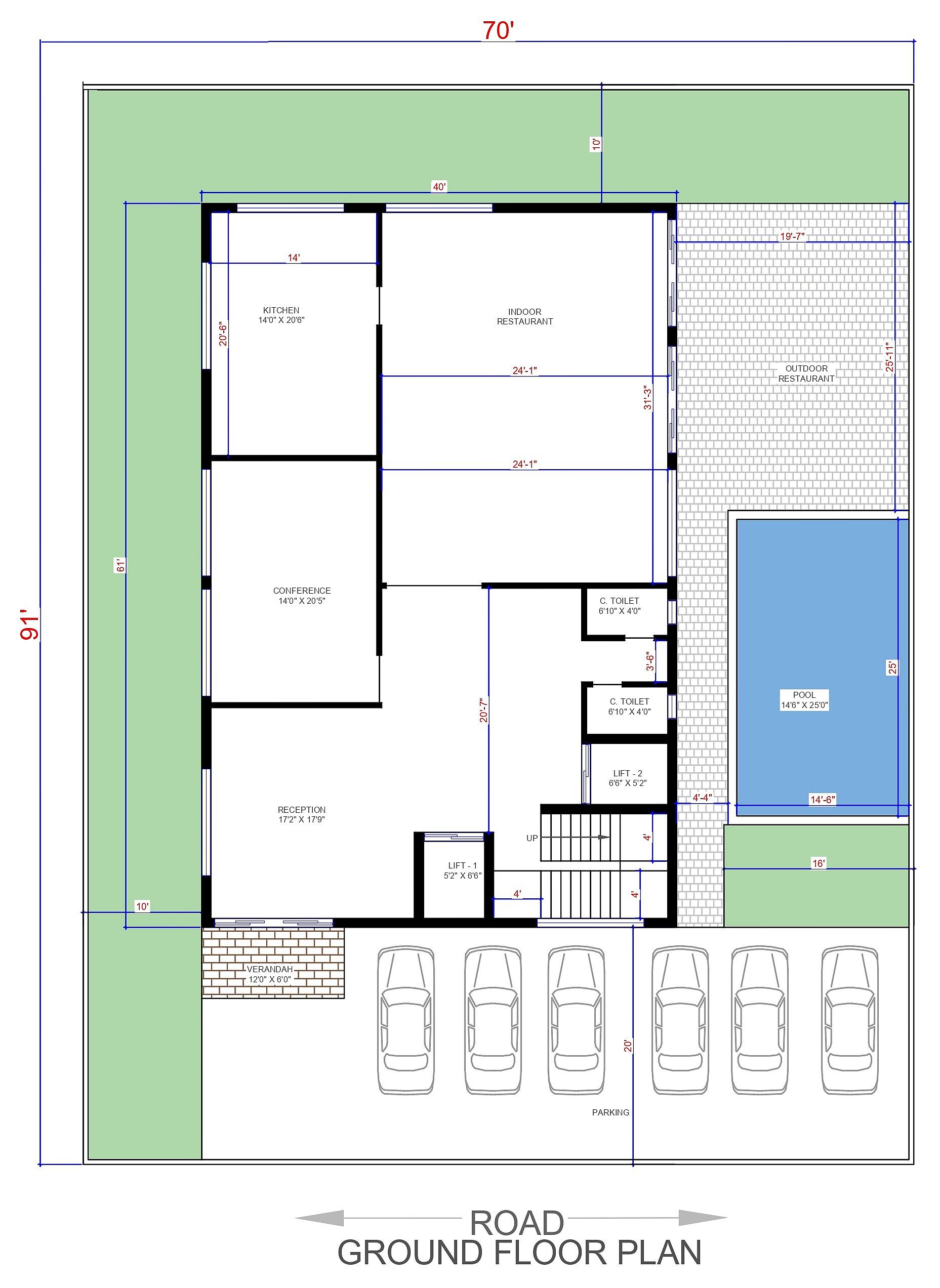70X90 Resort plan- 6300 sqft Commercial house design At Bharatpur thumbnail 1 — Project ID 6417