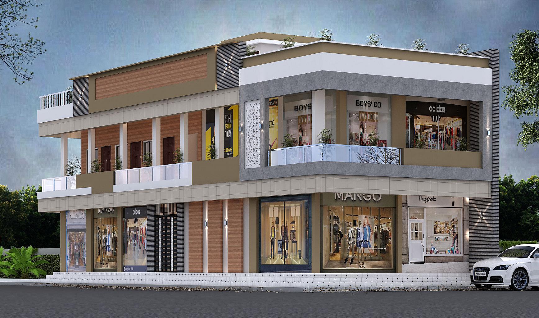 24X66 Shopping Complex with Hotel Plan- 1584 sq ft Commercial House Design at Bhopal [MP]