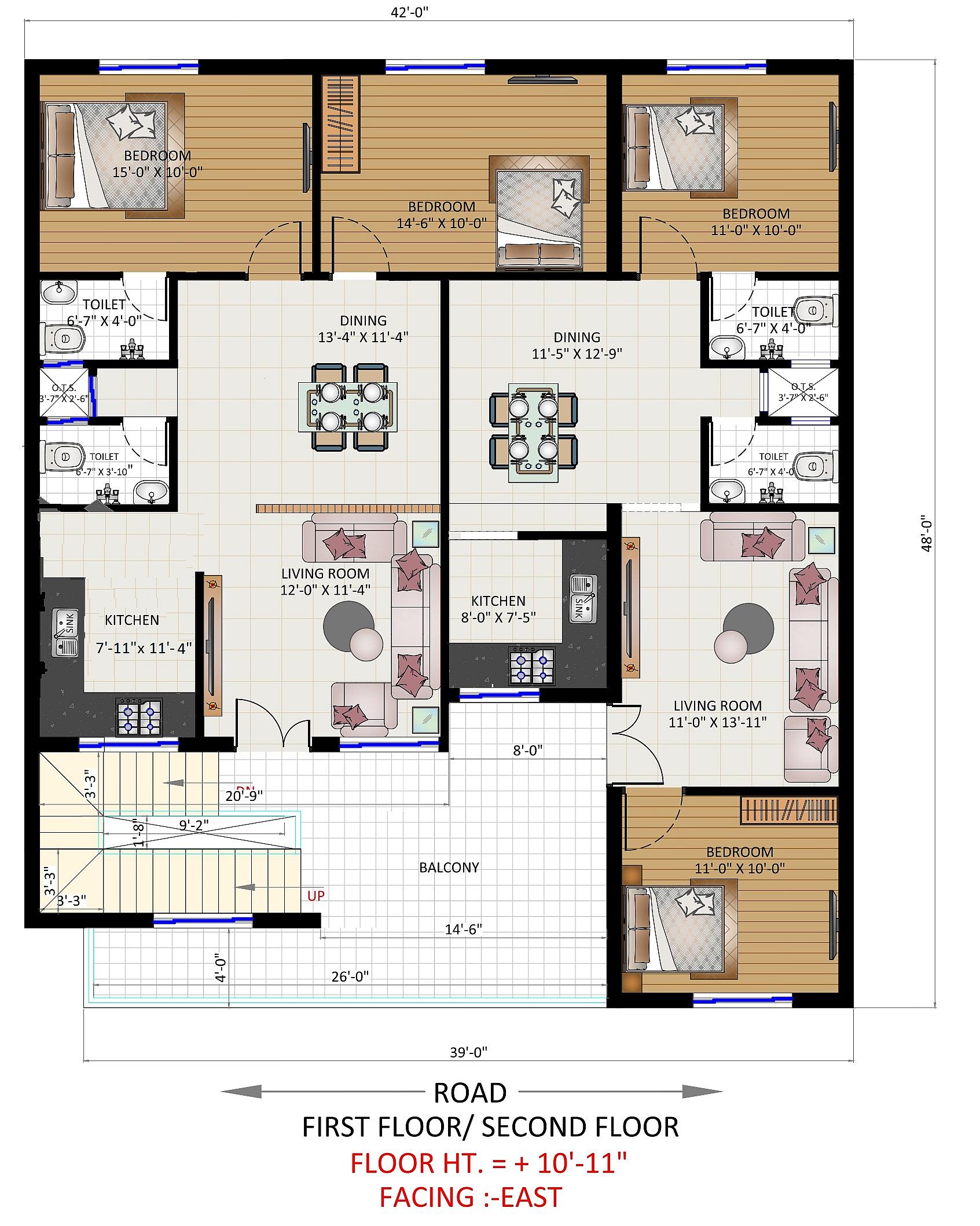 42X44 House Plan- 1848 sq ft Residential Cum Commercial House Design at Raruan thumbnail 3 — Project ID 6421
