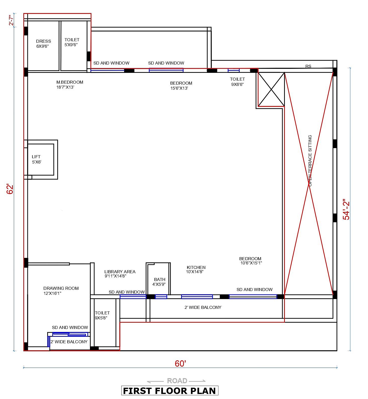 60X62 Hospital plan- 3720 sqft Residential Cum Commercial house design At Kota thumbnail 3 — Project ID 6423