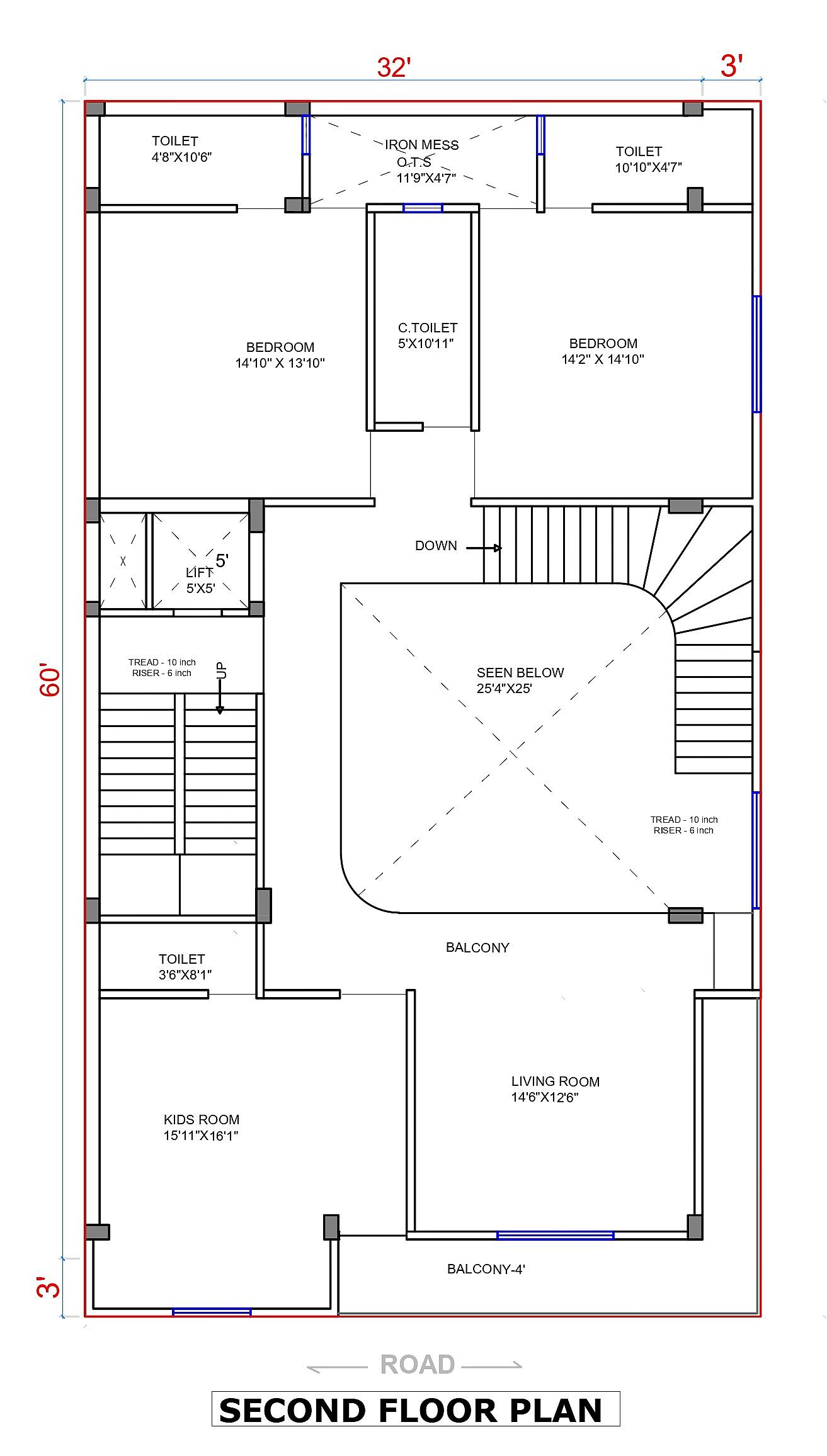 30X60 house plan- 1800 sqft Residential house design At NewDelhi thumbnail 4 — Project ID 6425