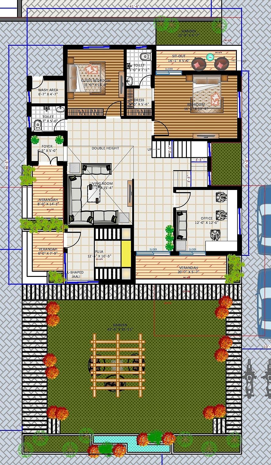 100X130 House With Office plan- 13000 sqft Residential Cum Commercial house design At Siwan thumbnail 4 — Project ID 6426