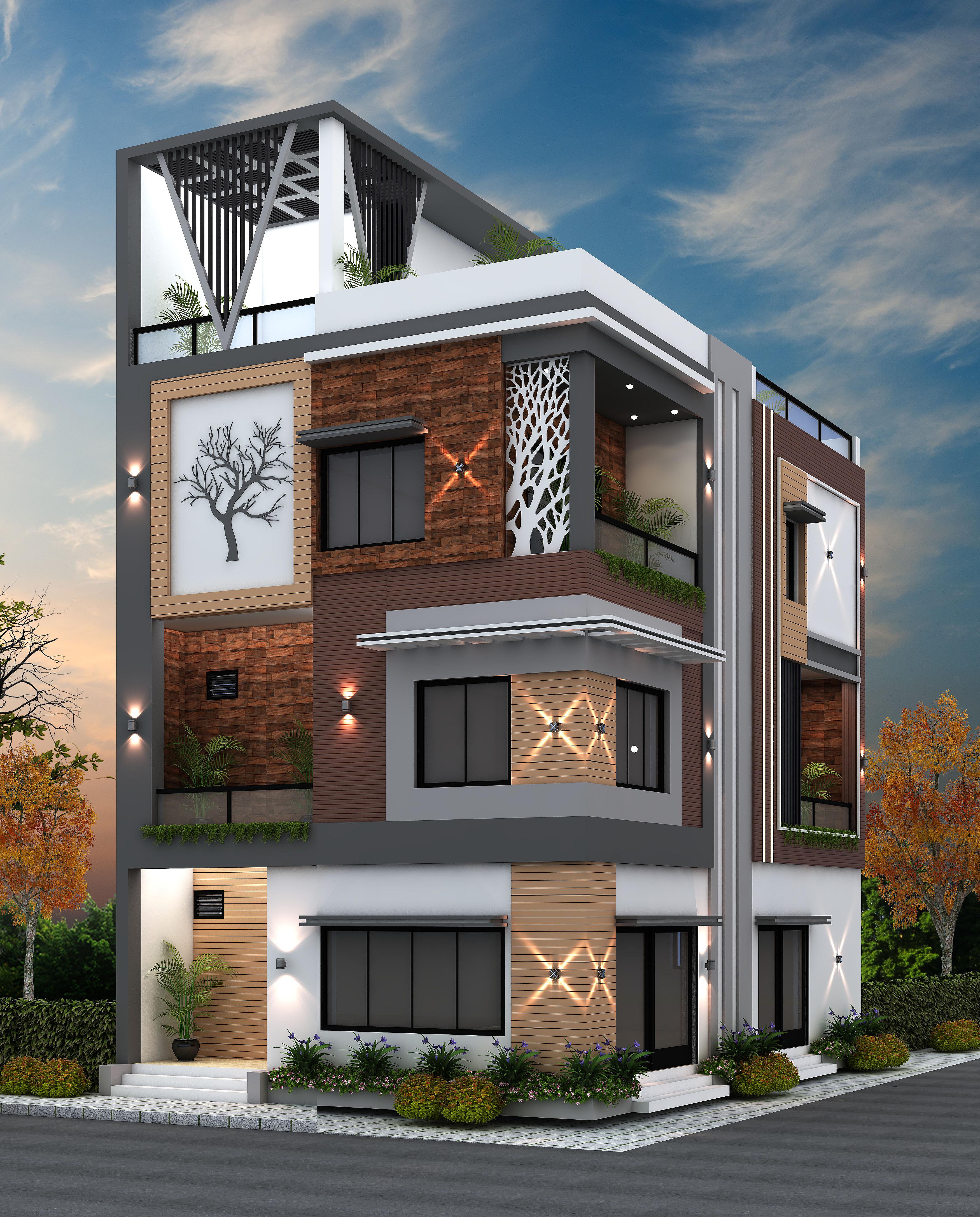 26X40 House With Office plan- 1040 sqft Residential house design At Pune — photo 1 — Project ID 6433