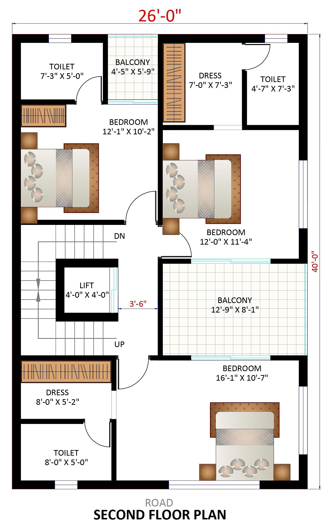 26X40 House With Office plan- 1040 sqft Residential house design At Pune thumbnail 4 — Project ID 6433